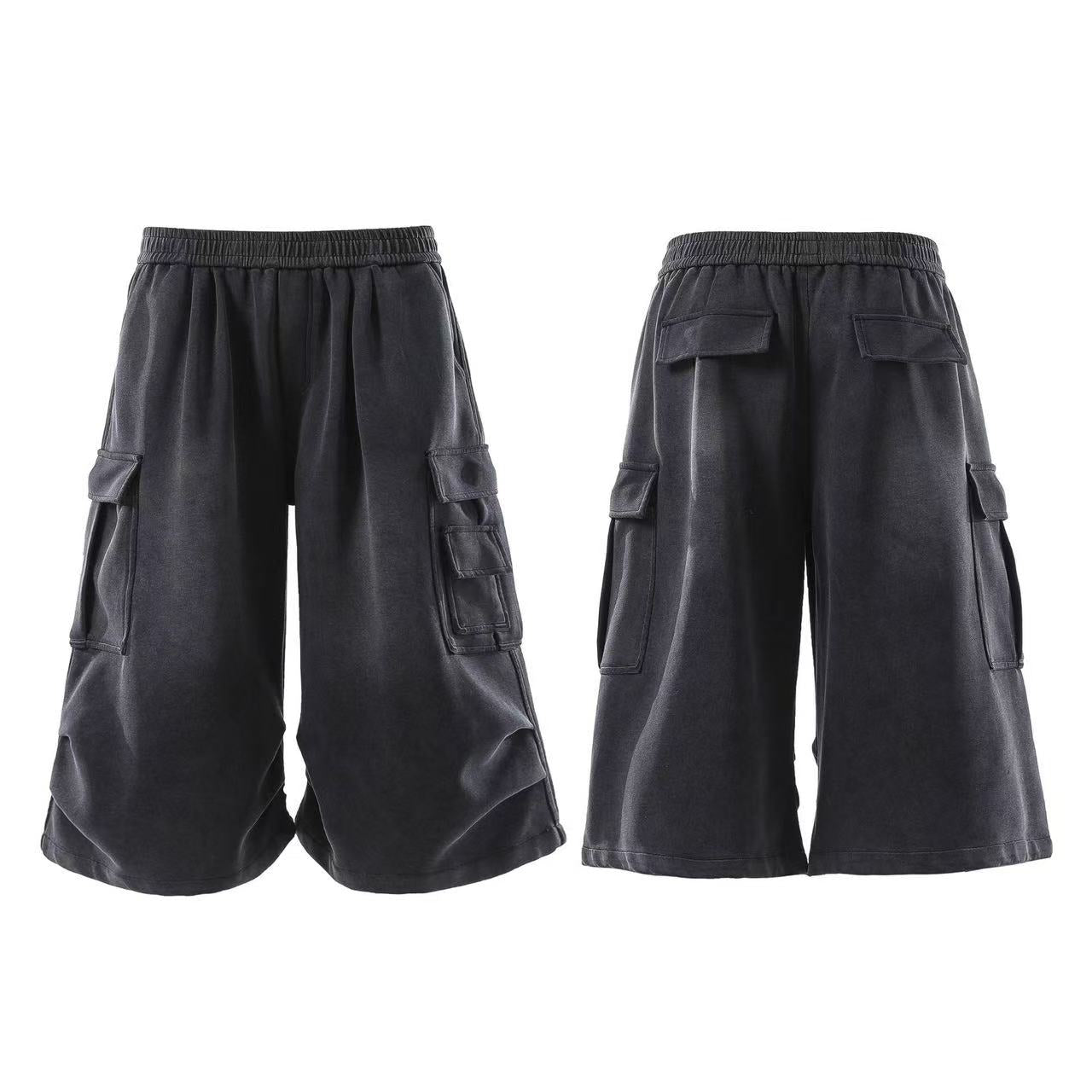 Wide-Leg Cargo Knee-Length Shorts