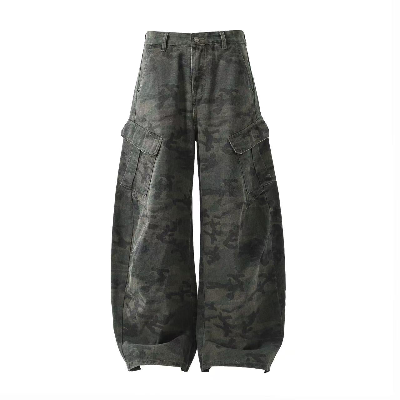 Camo Wide-Leg Cargo Pants