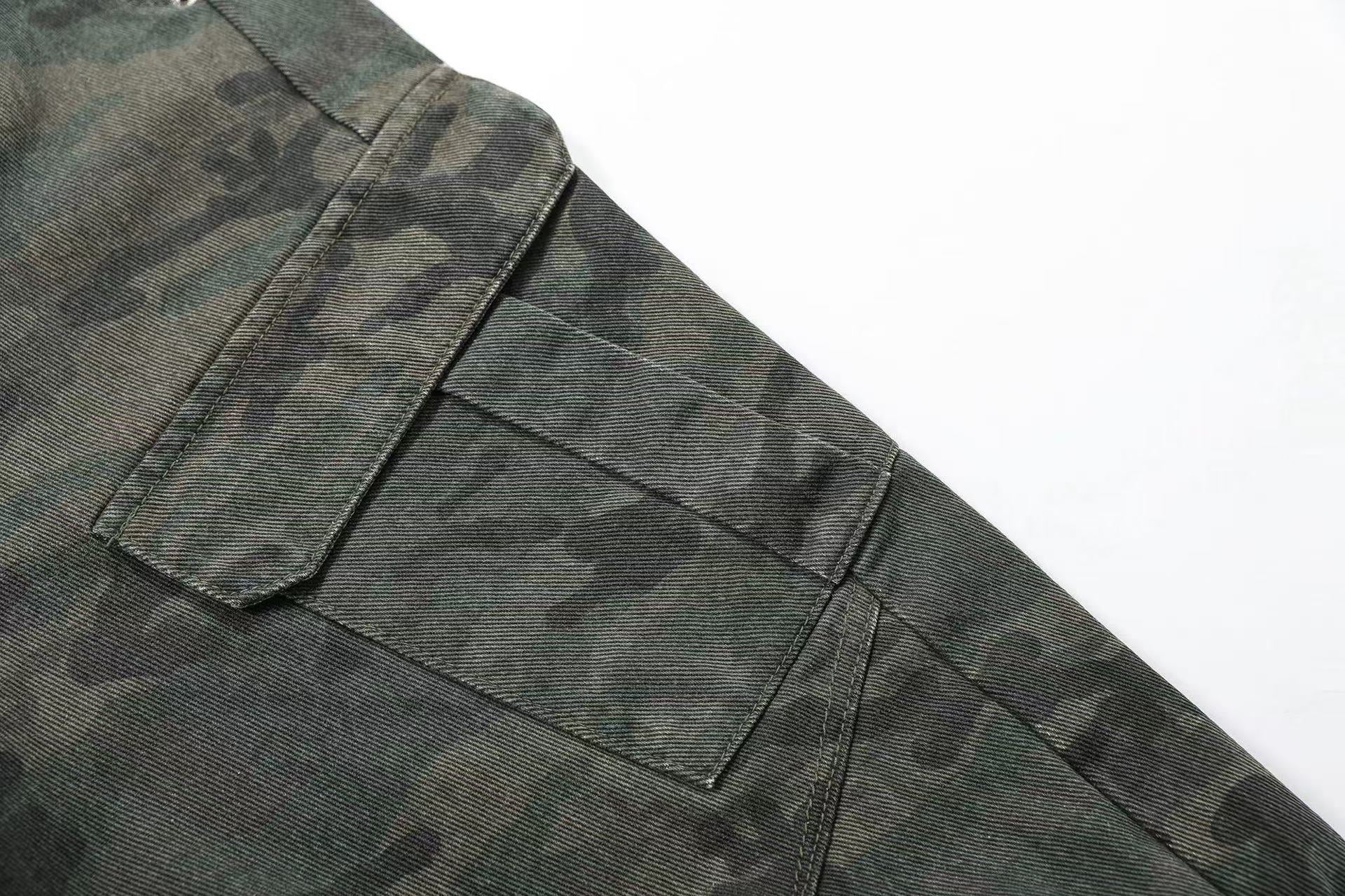 Camo Wide-Leg Cargo Pants