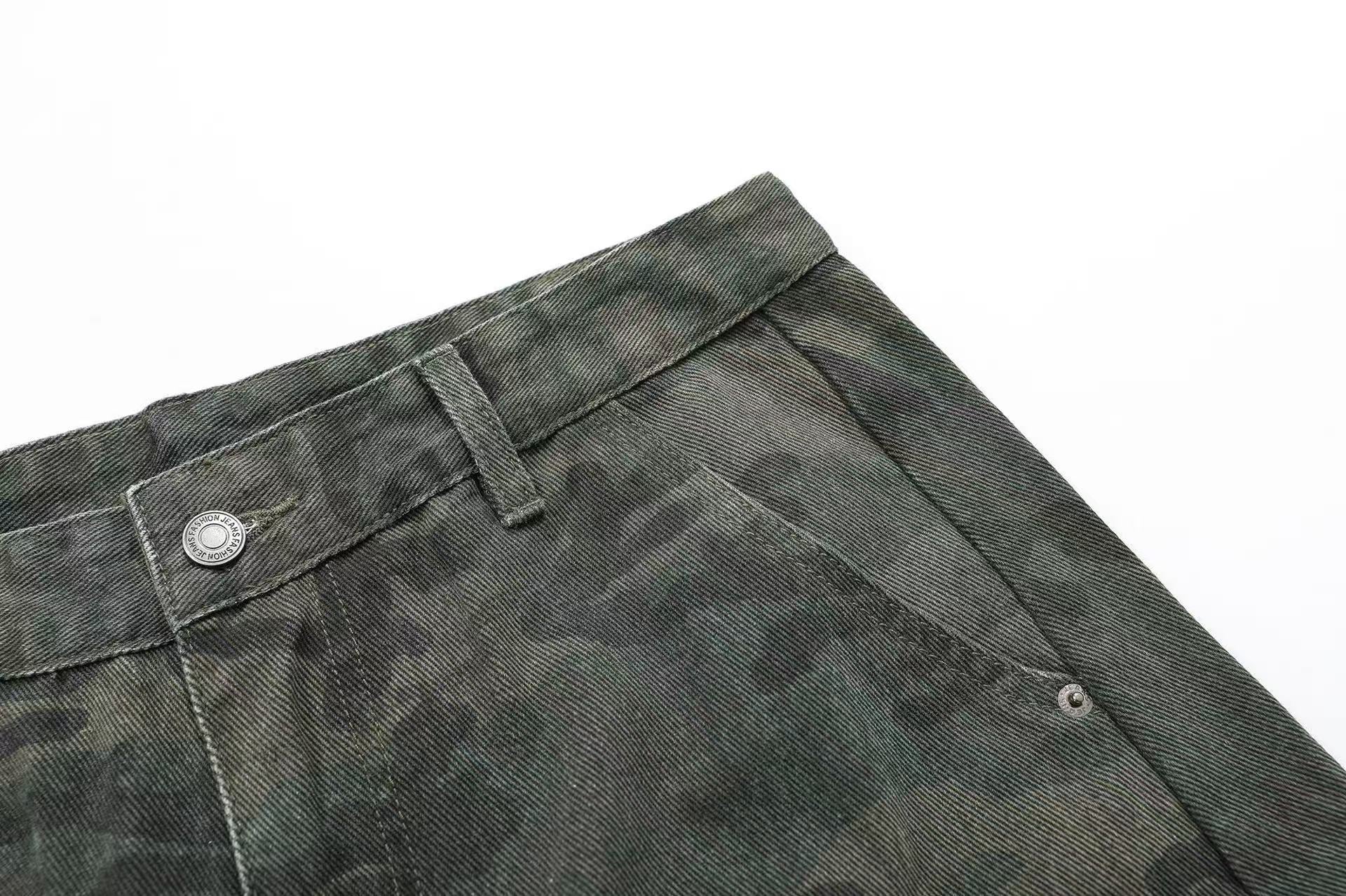 Camo Wide-Leg Cargo Pants
