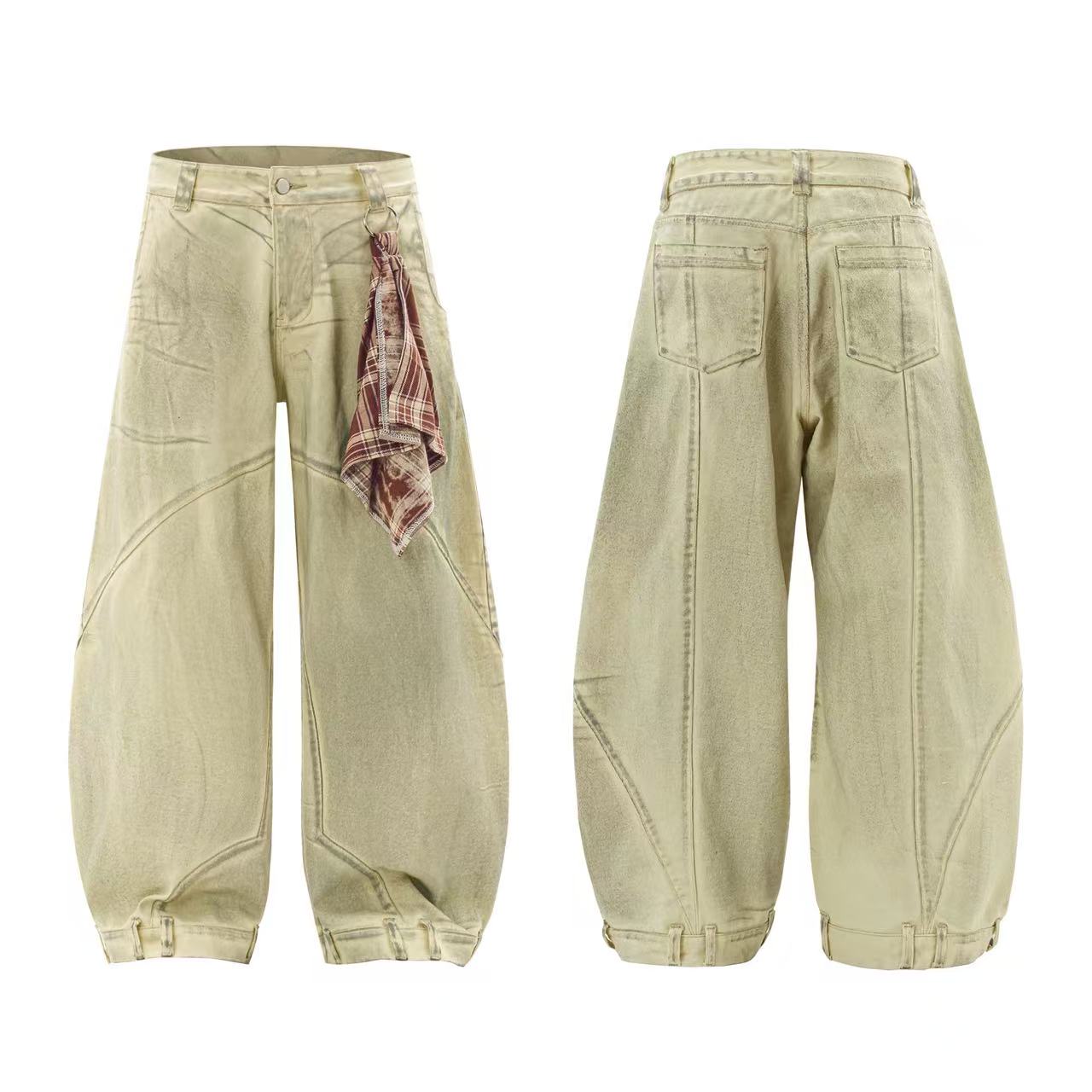Distressed Wide-Leg Jeans