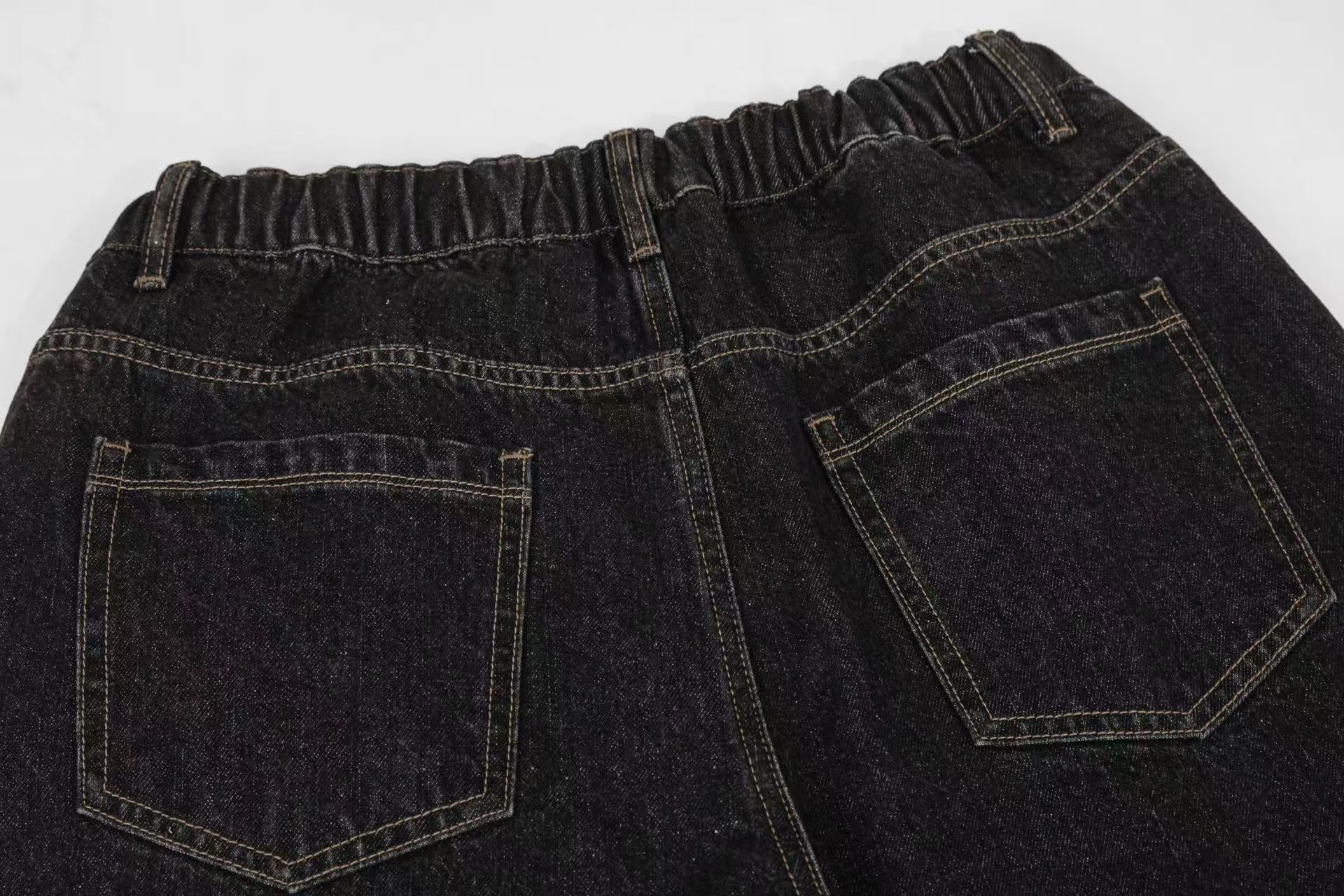 Distressed Wide-Leg Jeans