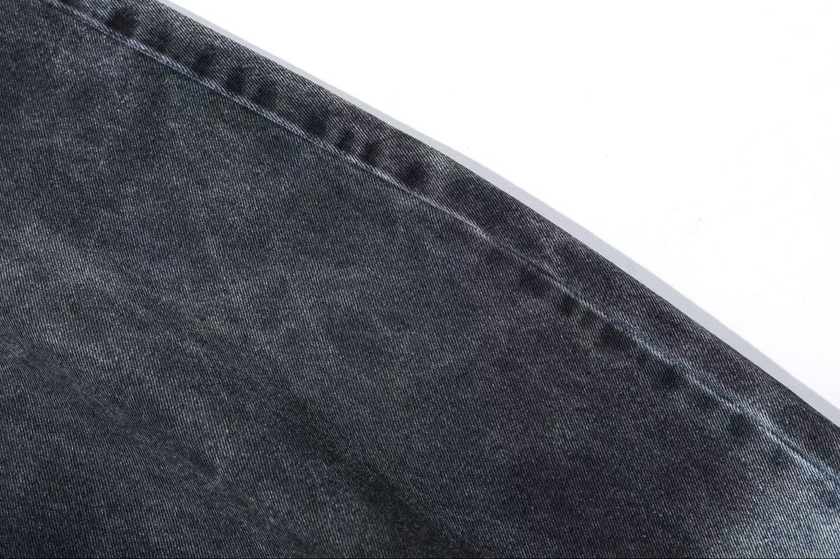 Distressed Wide-Leg Jeans