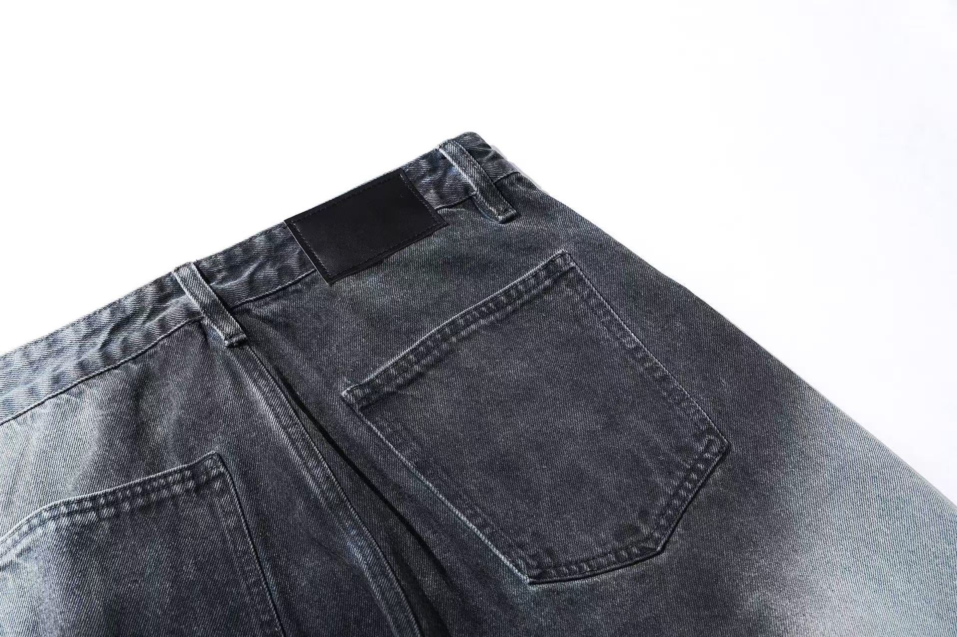 Distressed Wide-Leg Jeans