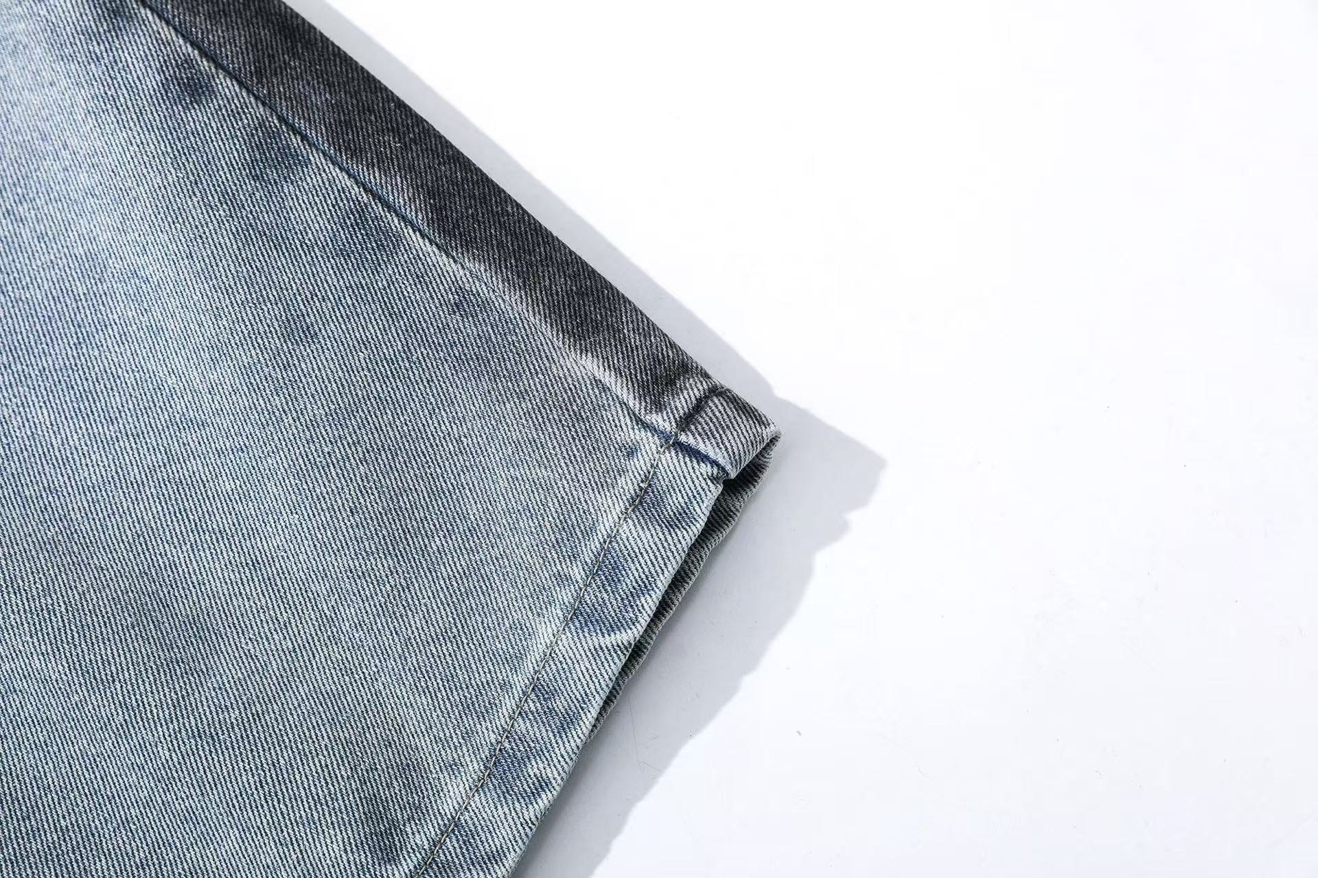 Distressed Wide-Leg Jeans