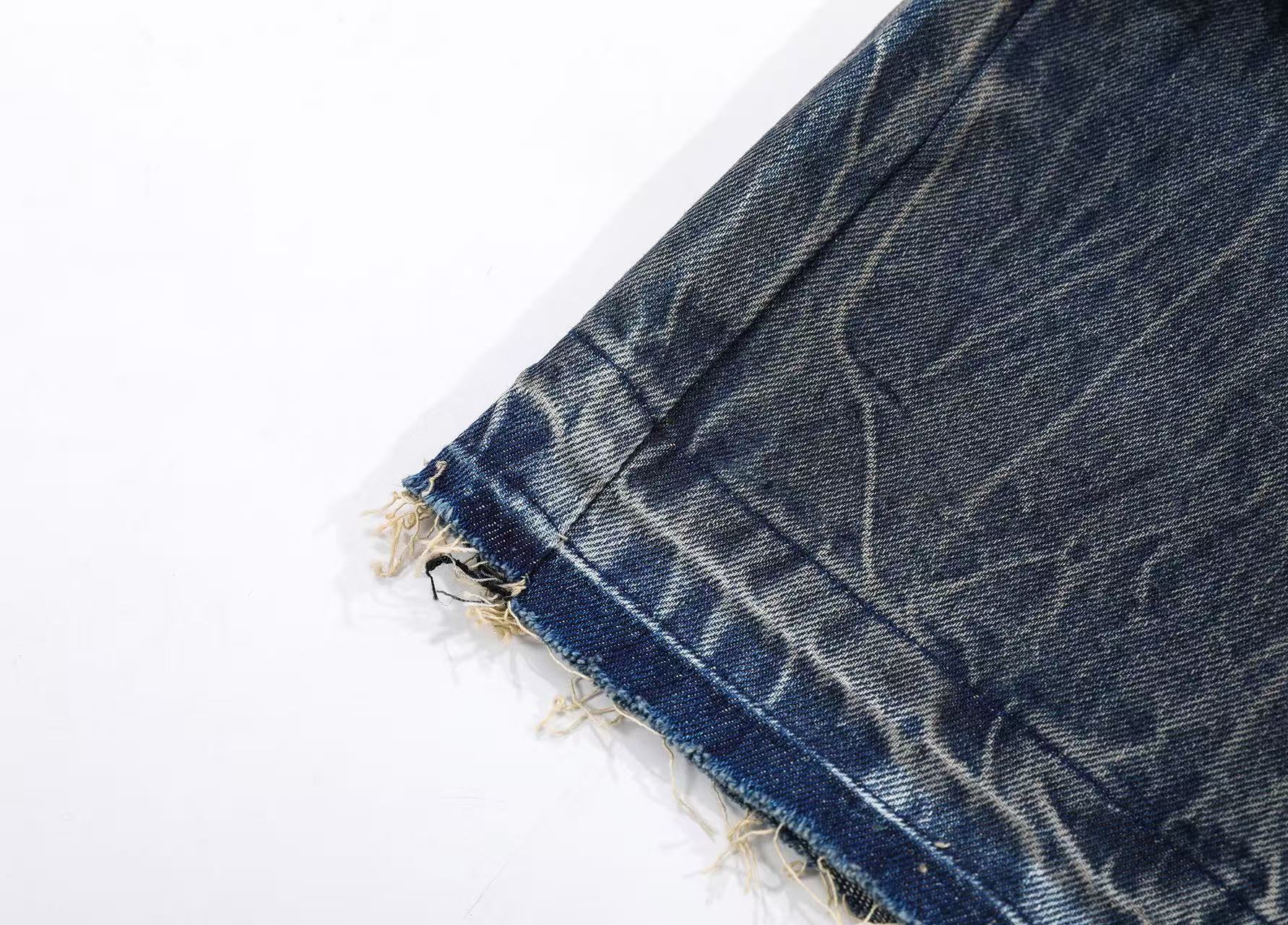 Distressed Denim Knee-Length Shorts