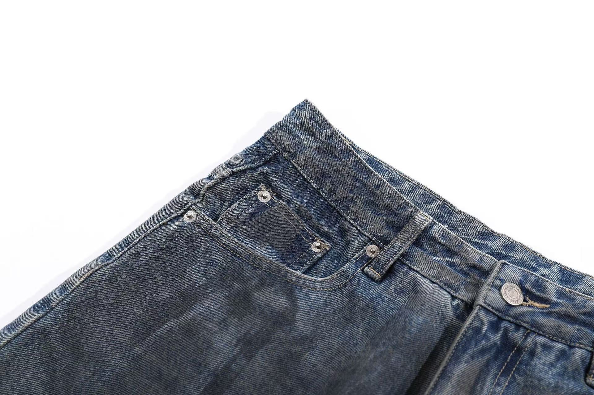 Distressed Denim Knee-Length Shorts