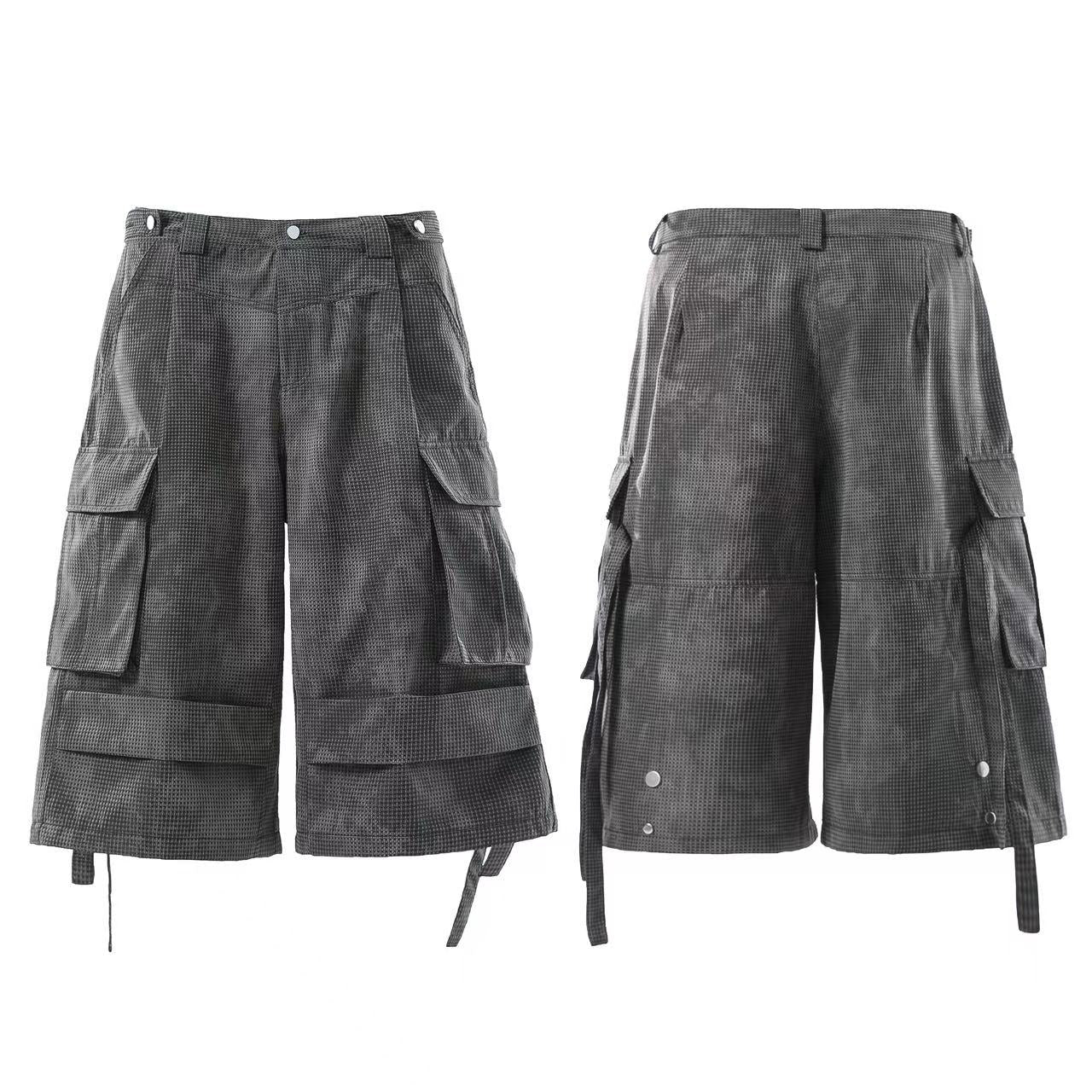 Distressed Wide-Leg Knee-Length Shorts