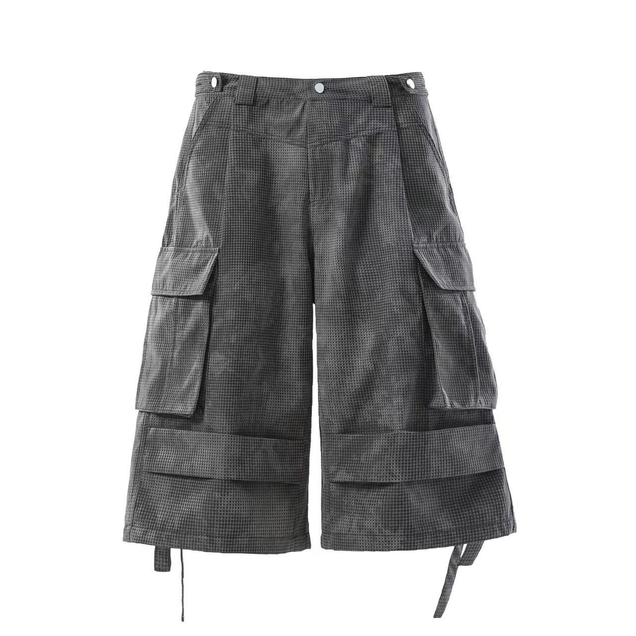 Distressed Wide-Leg Knee-Length Shorts