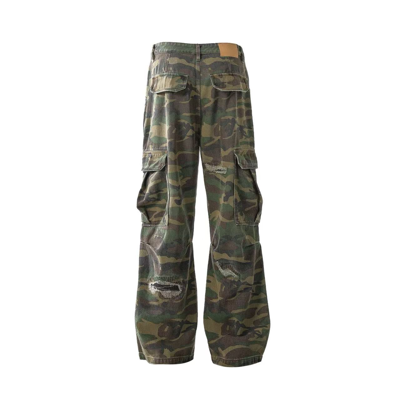 Distressed Camo Cargo Pants