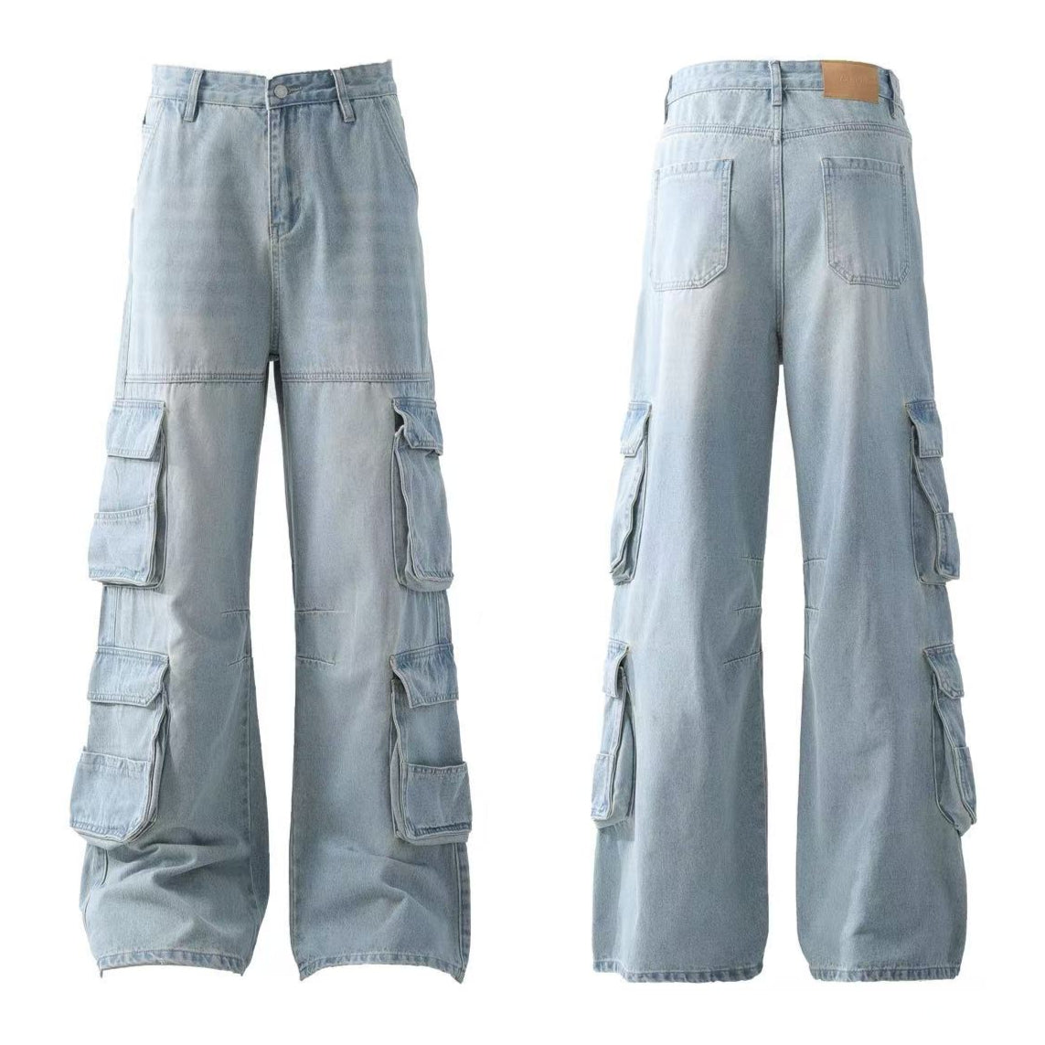 Multi-Pocket Wide-Leg Jeans