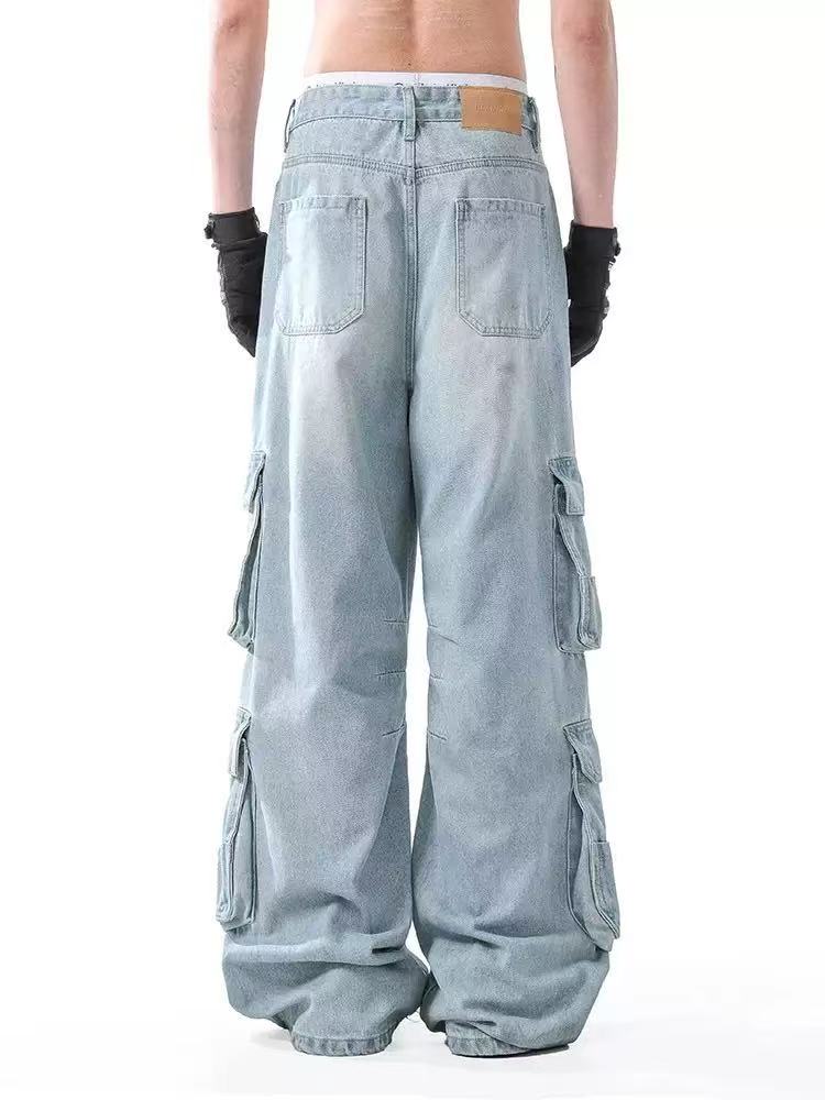 Multi-Pocket Wide-Leg Jeans