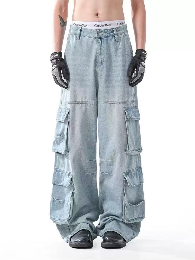 Multi-Pocket Wide-Leg Jeans