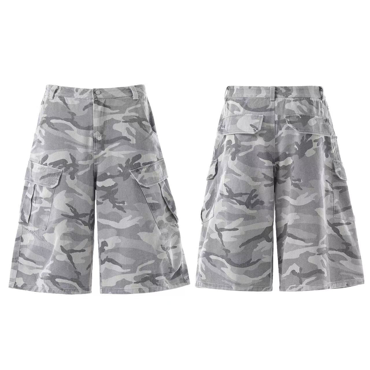 Snow Camo Wide-Leg Knee-Length Shorts