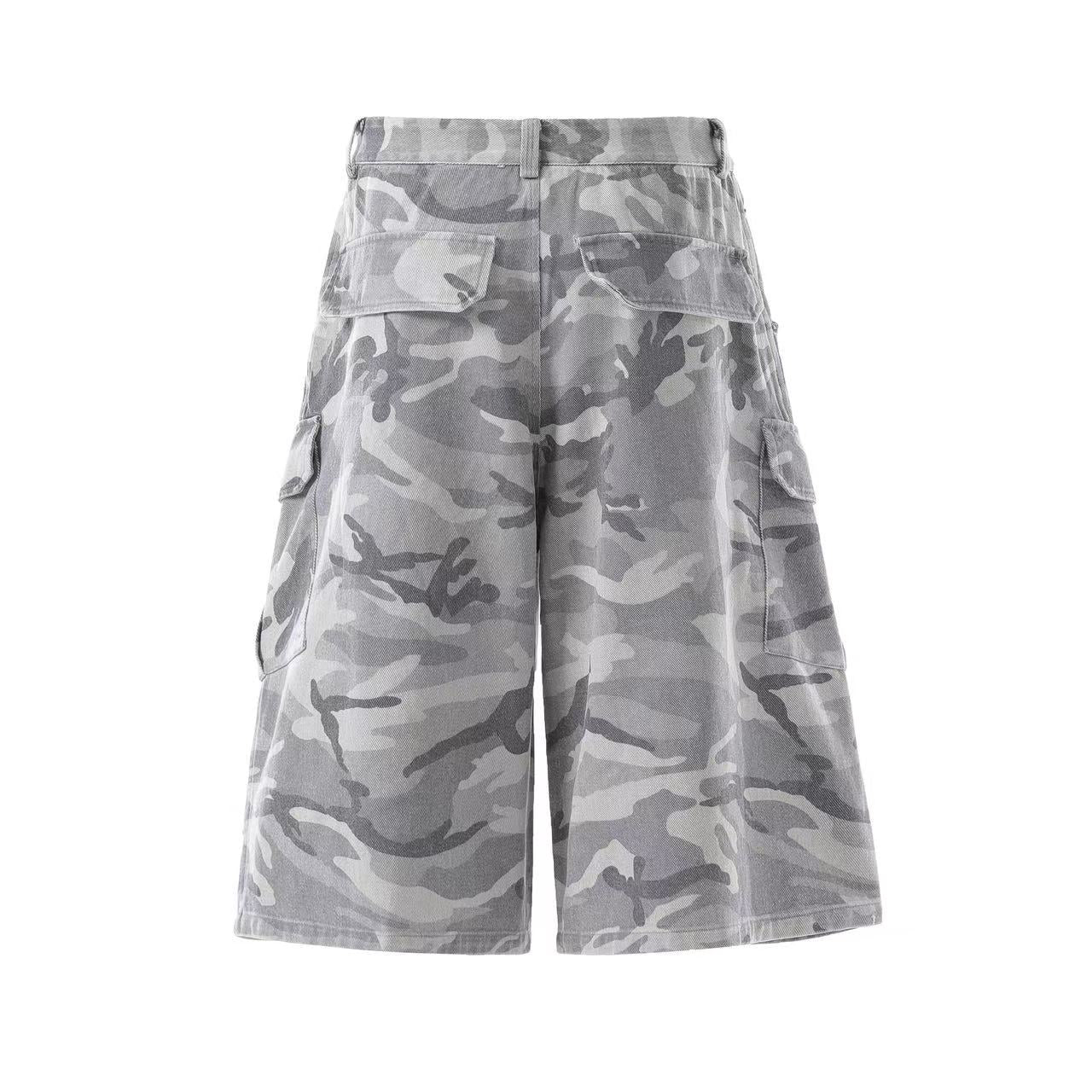 Snow Camo Wide-Leg Knee-Length Shorts