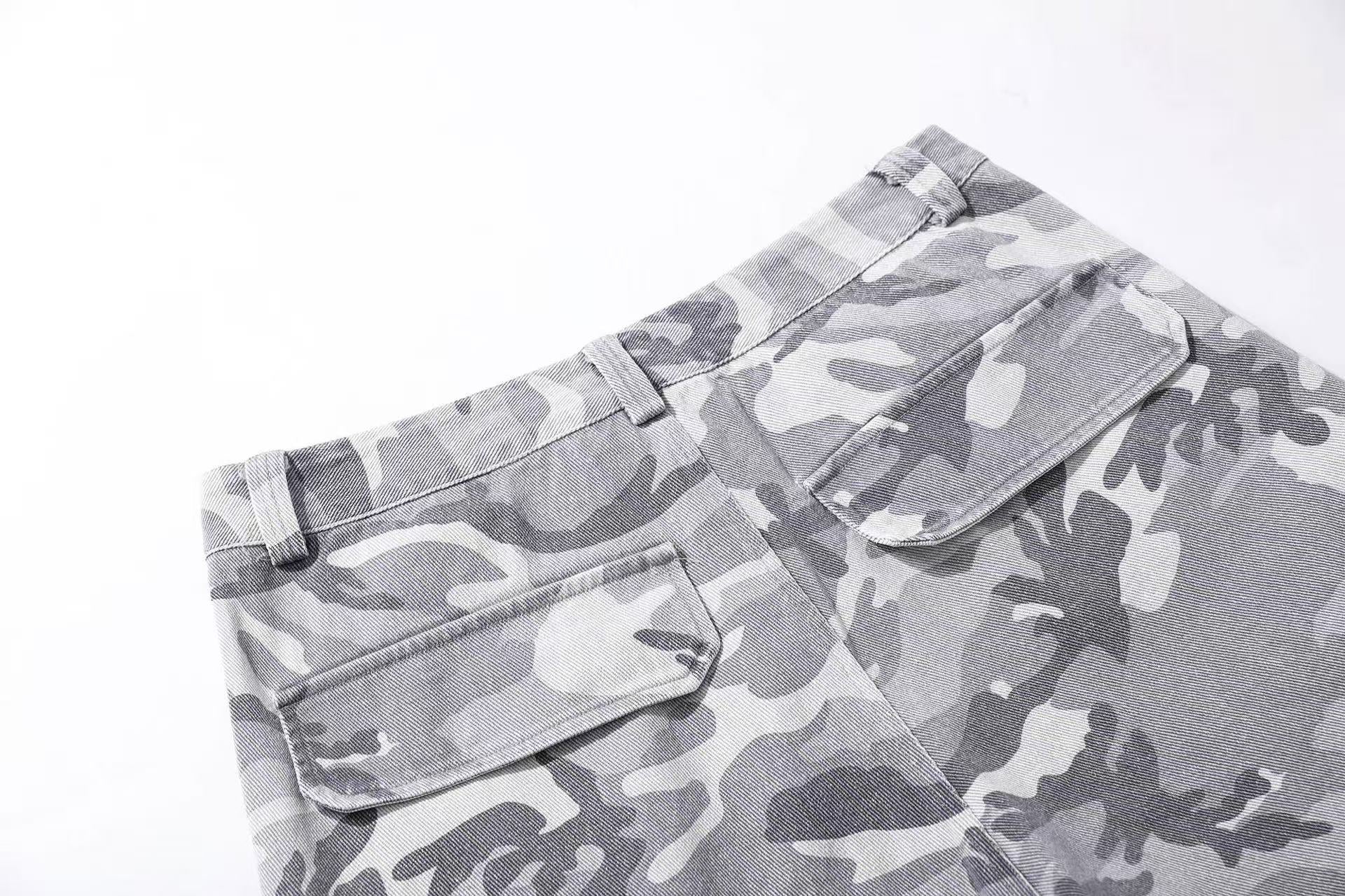 Snow Camo Wide-Leg Knee-Length Shorts