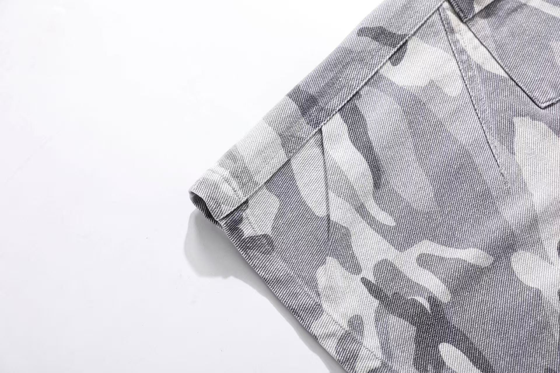 Snow Camo Wide-Leg Knee-Length Shorts