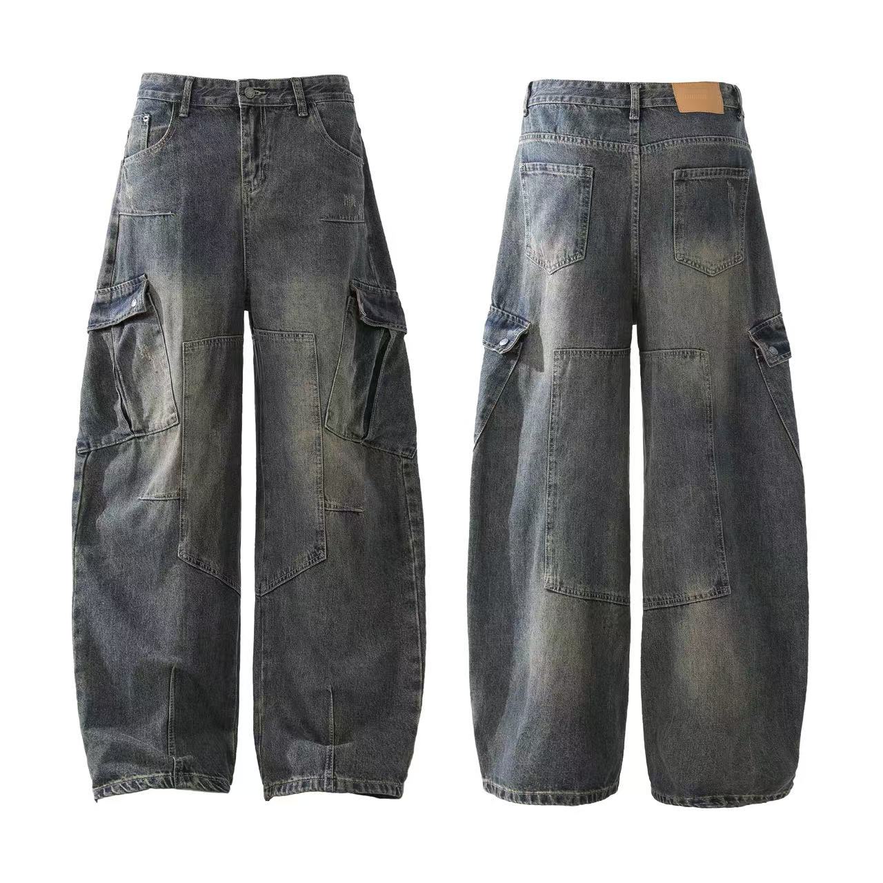 Distressed Wide-Leg Jeans