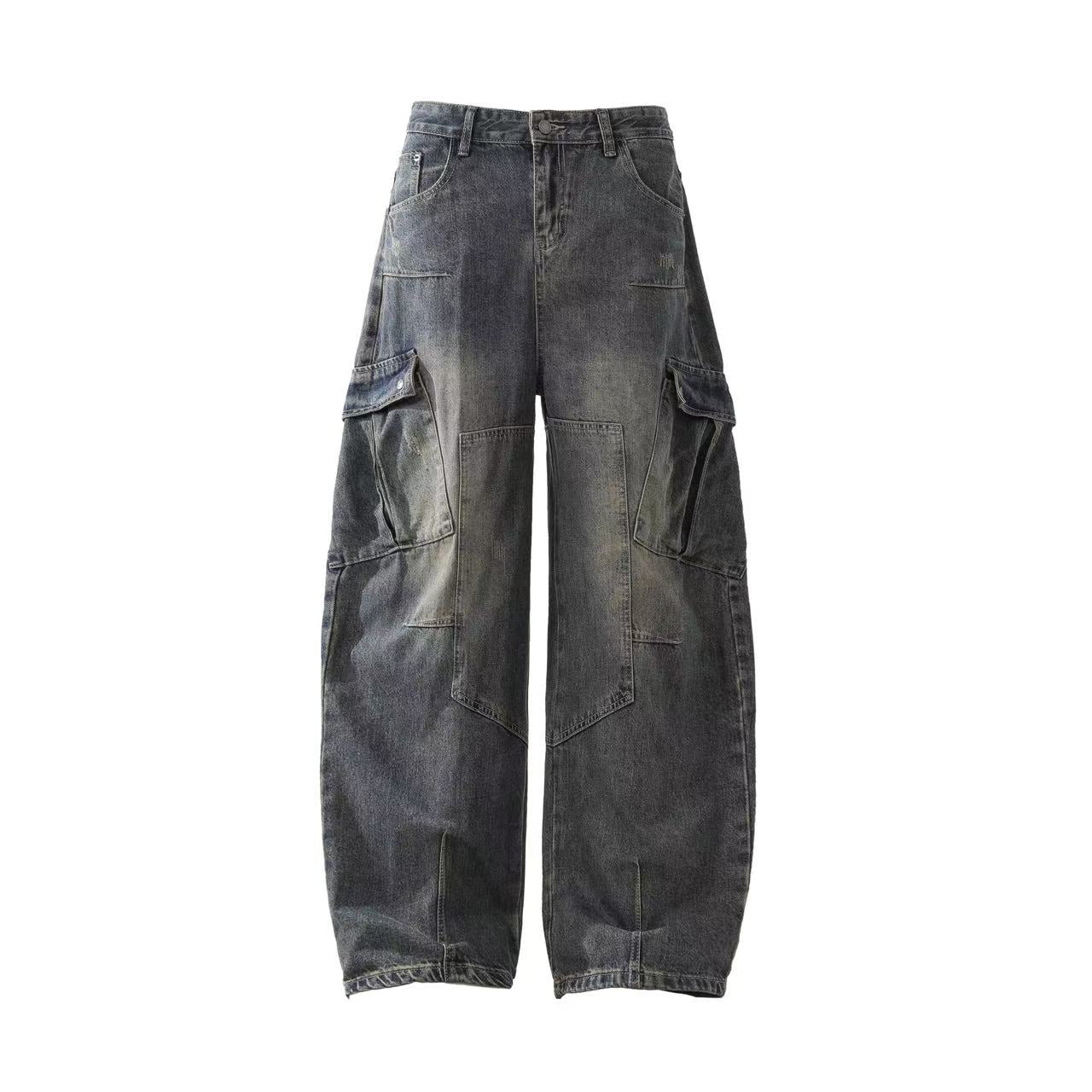 Distressed Wide-Leg Jeans