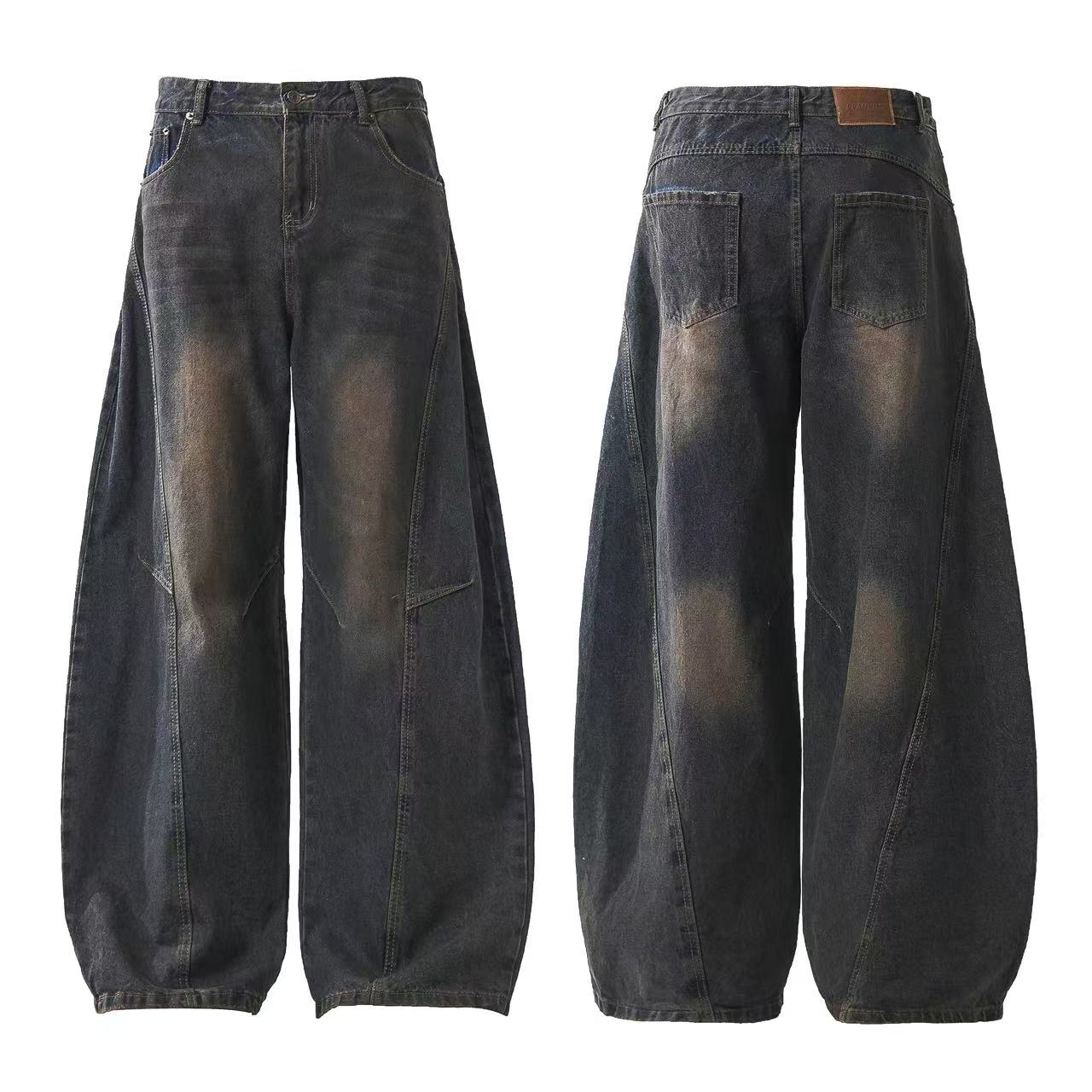 Distressed Wide-Leg Jeans