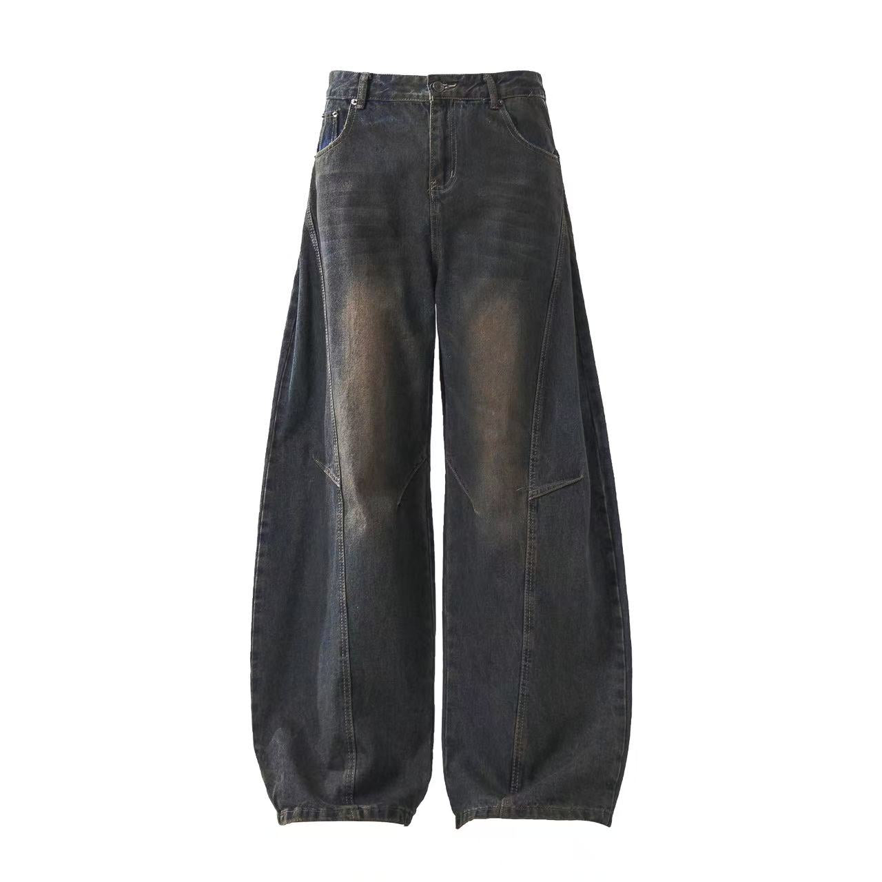 Distressed Wide-Leg Jeans