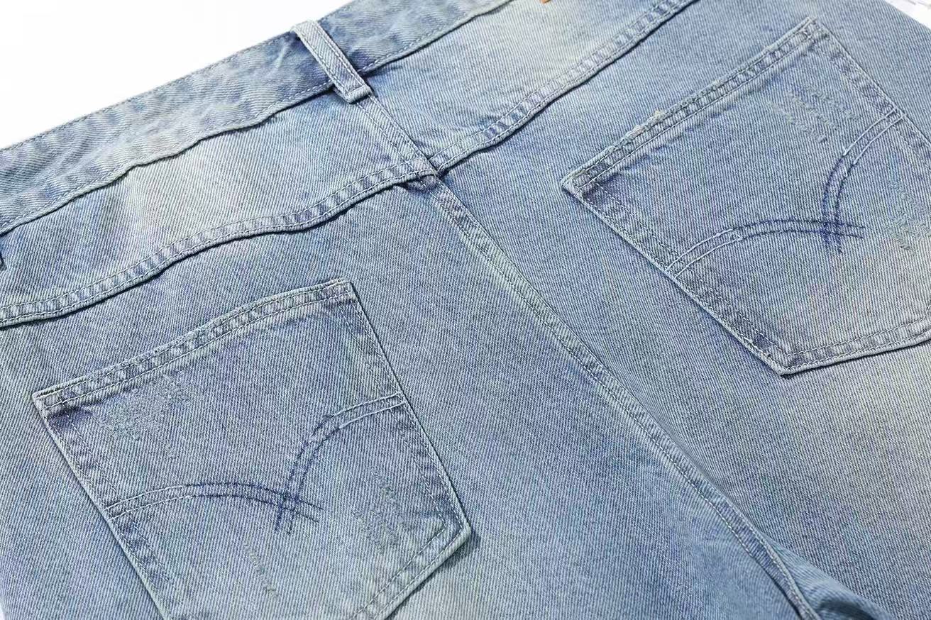 Distressed Denim Knee-Length Shorts