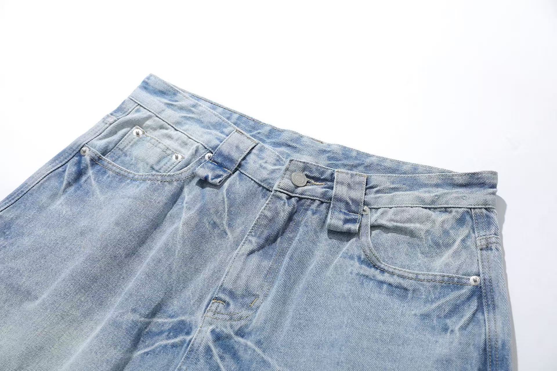 Washed Denim Knee-Length Shorts