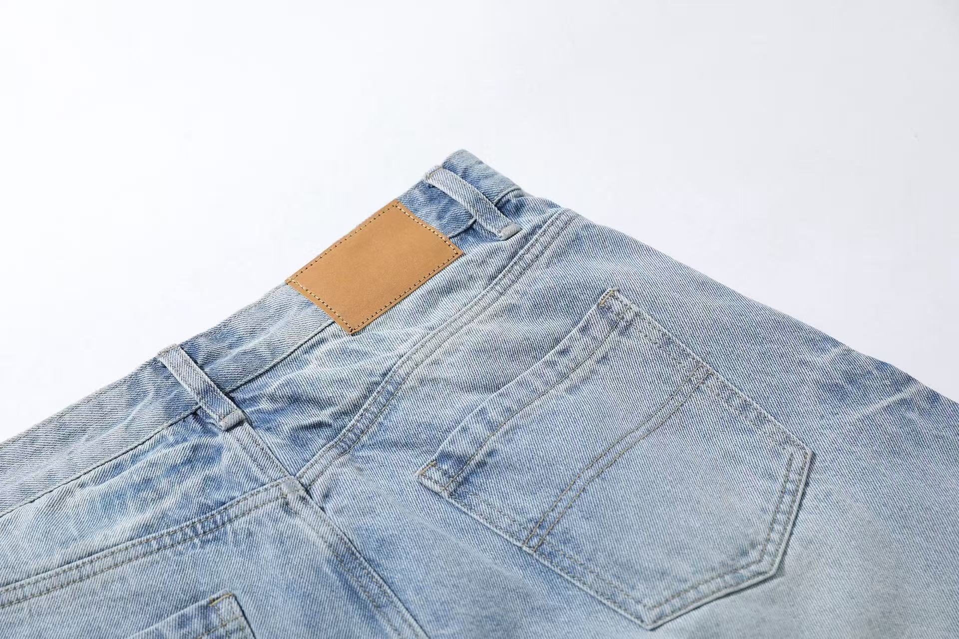 Washed Denim Knee-Length Shorts