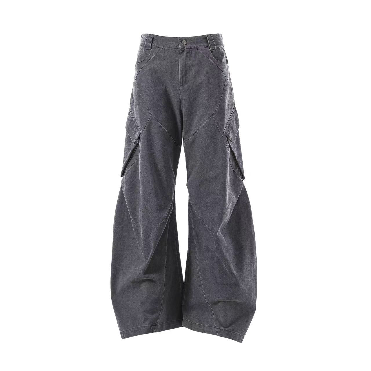 Lightweight Distressed Wide-Leg Cargo Pants