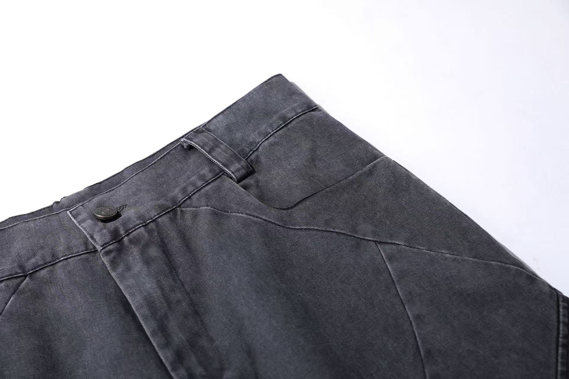 Lightweight Distressed Wide-Leg Cargo Pants