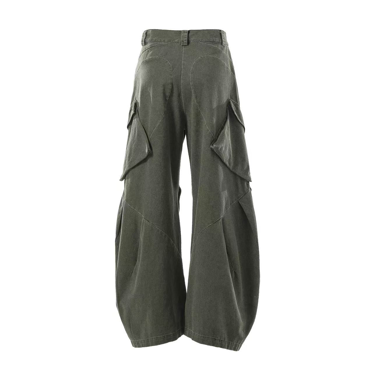 Lightweight Distressed Wide-Leg Cargo Pants
