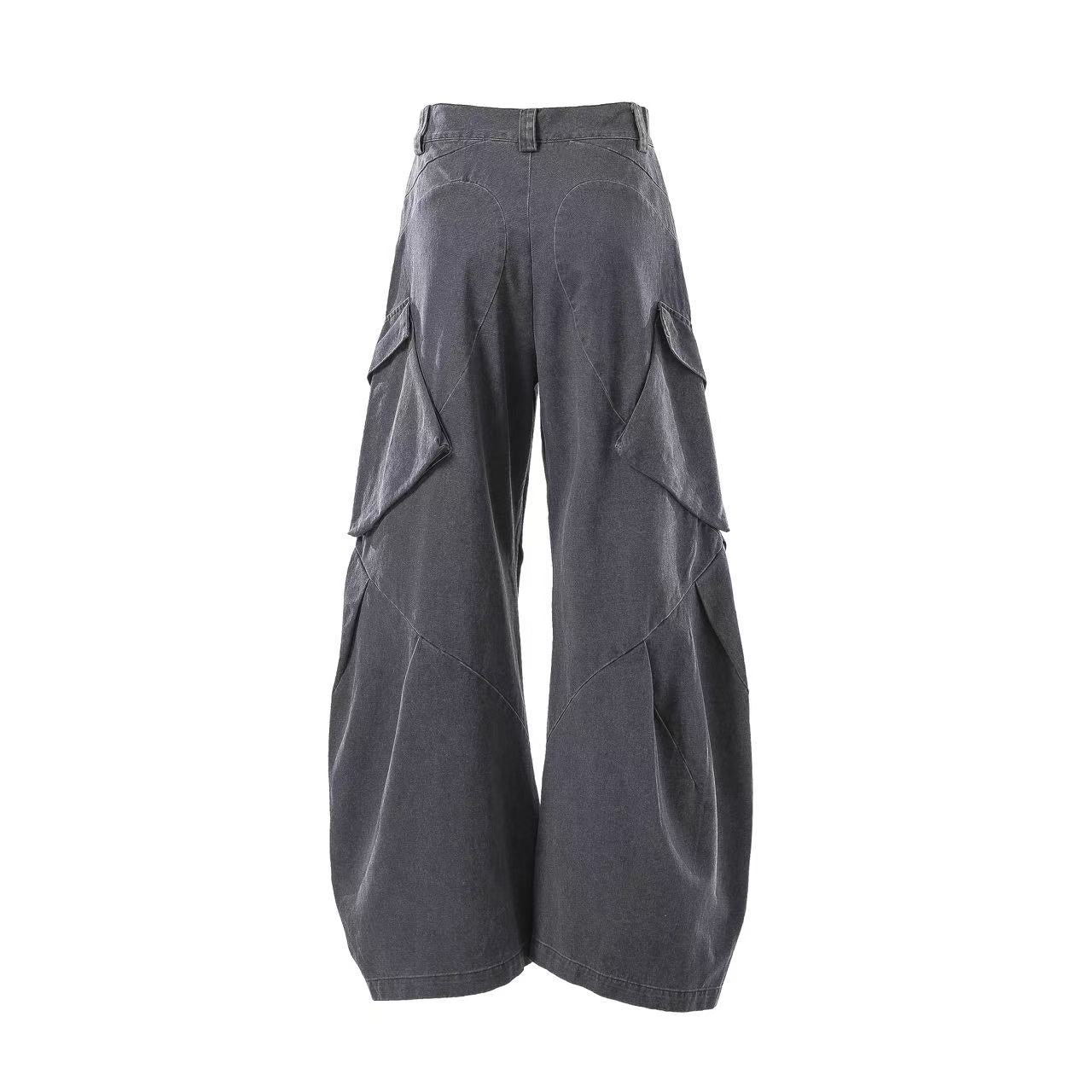 Lightweight Distressed Wide-Leg Cargo Pants