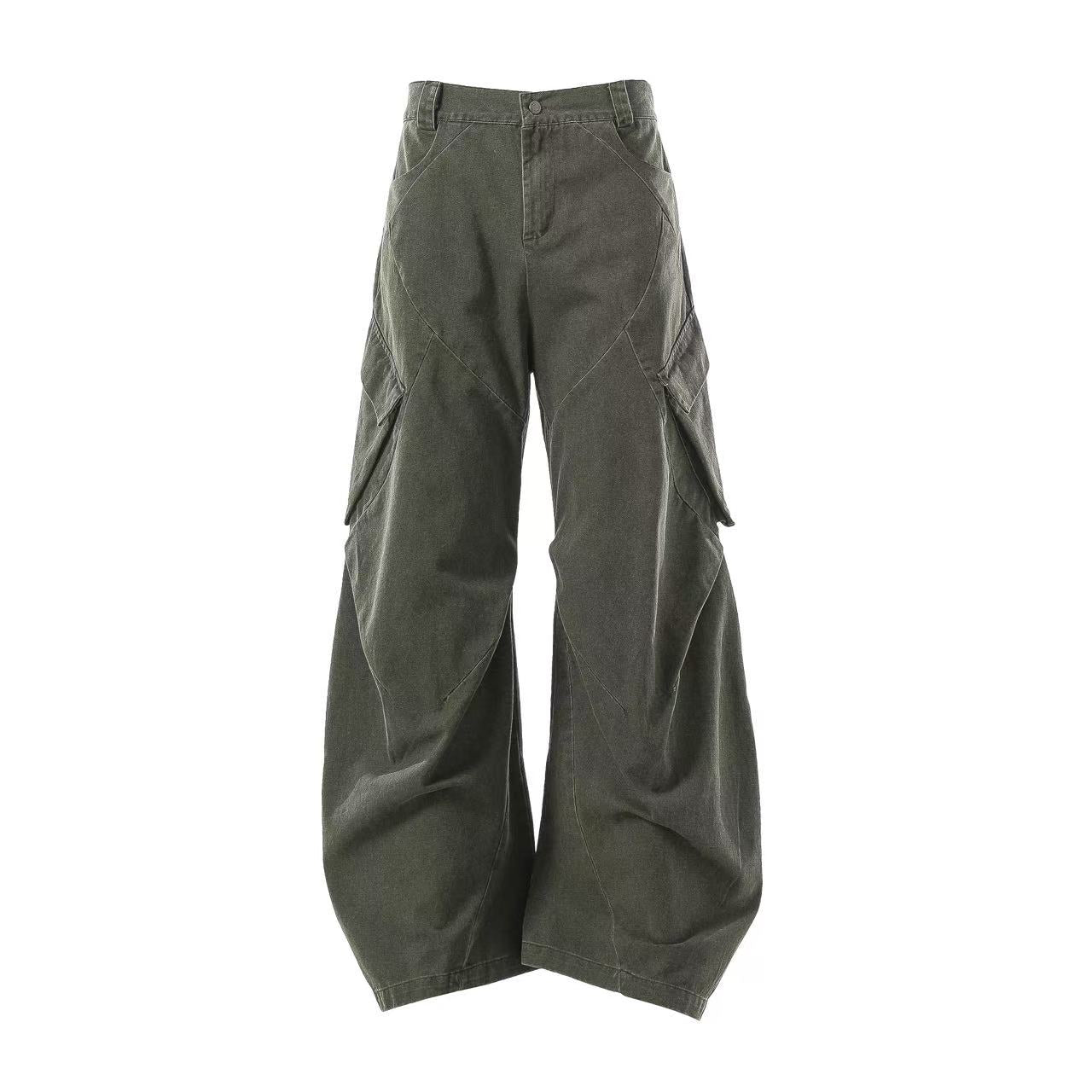 Lightweight Distressed Wide-Leg Cargo Pants