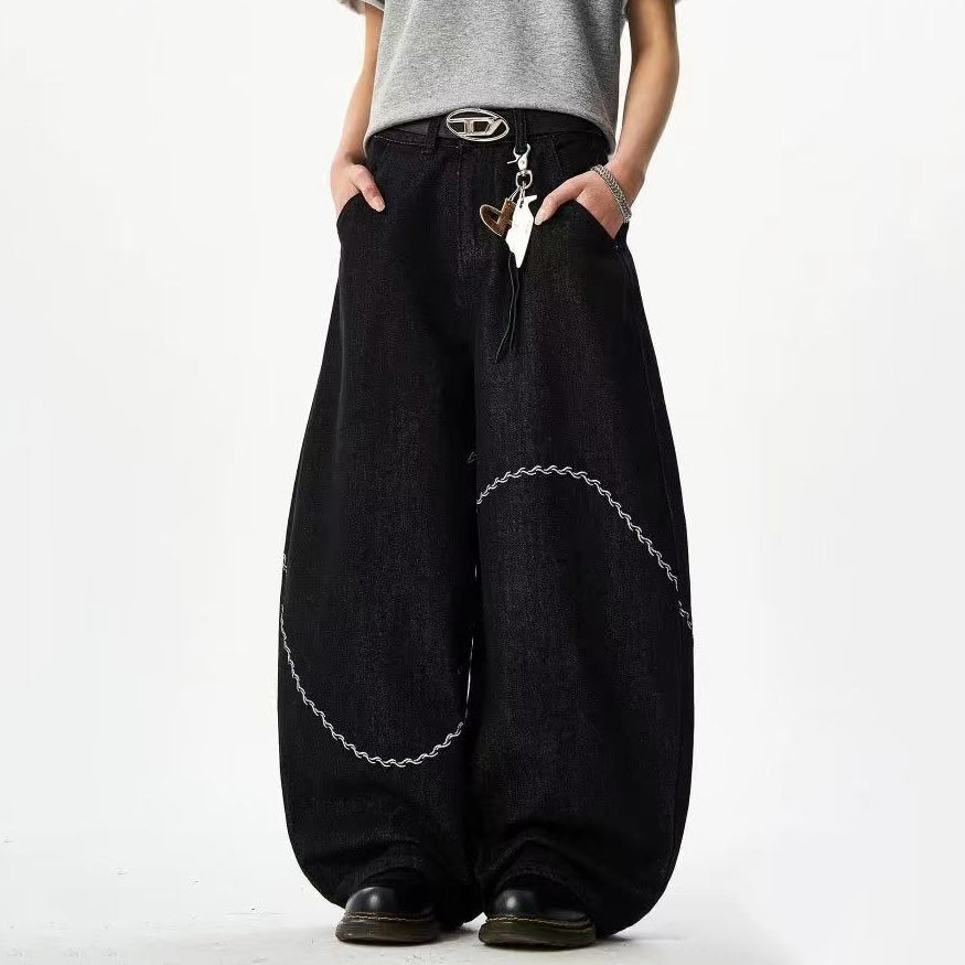 Distressed Wide-Leg Jeans