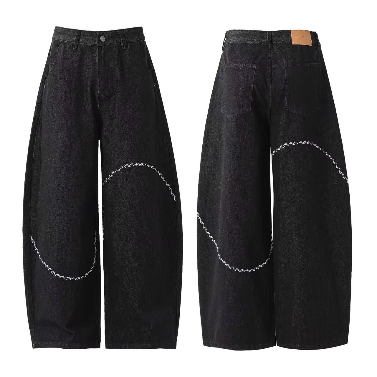 Distressed Wide-Leg Jeans