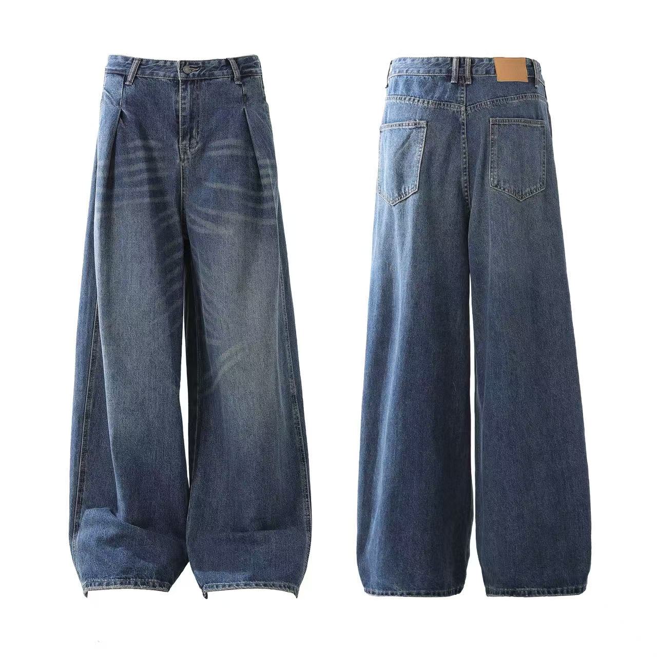 Washed Wide-Leg Baggy Jeans