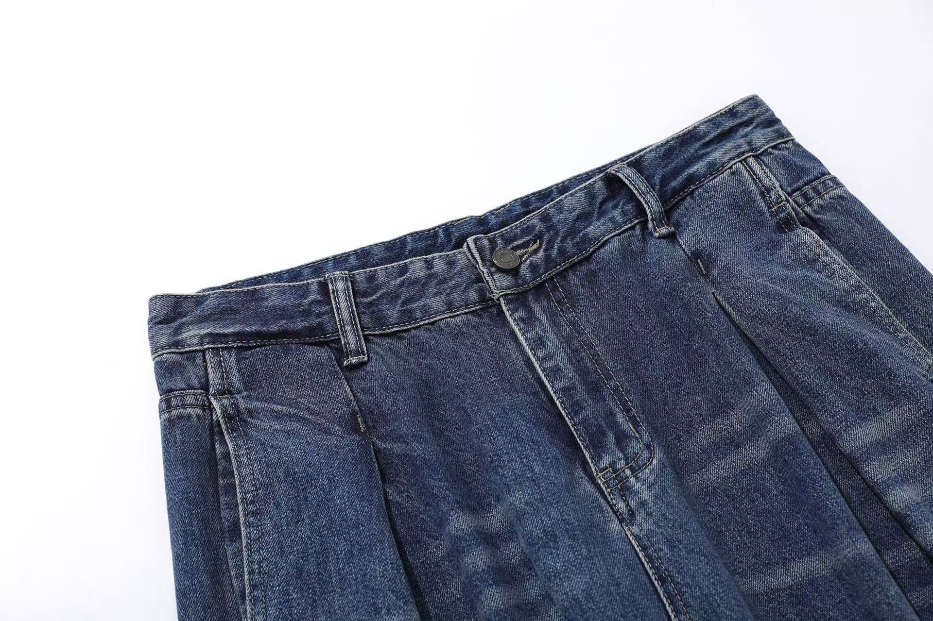 Washed Wide-Leg Baggy Jeans