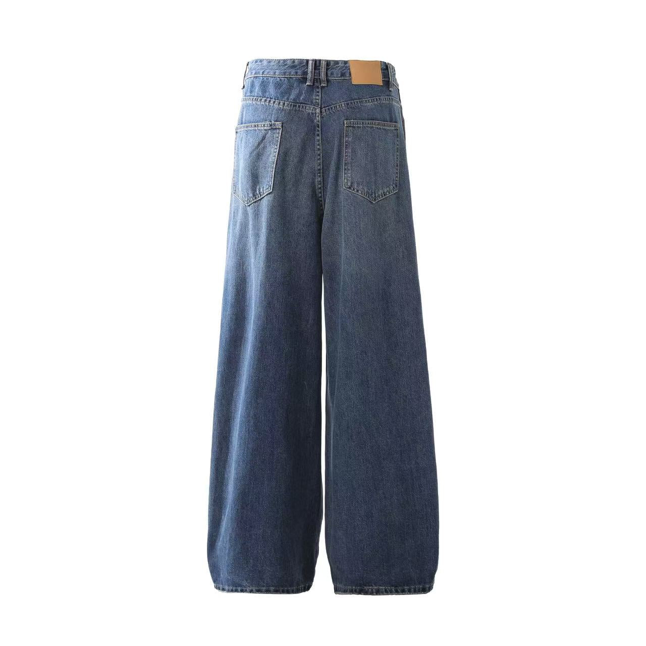Washed Wide-Leg Baggy Jeans