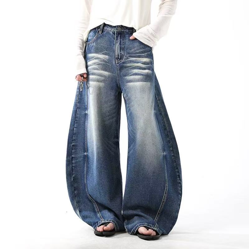 Washed Wide-Leg Baggy Jeans