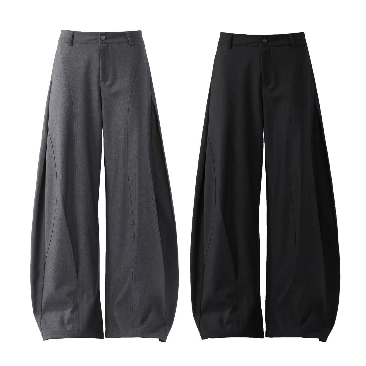 Deconstructed Wide-Leg Baggy Suit Pants