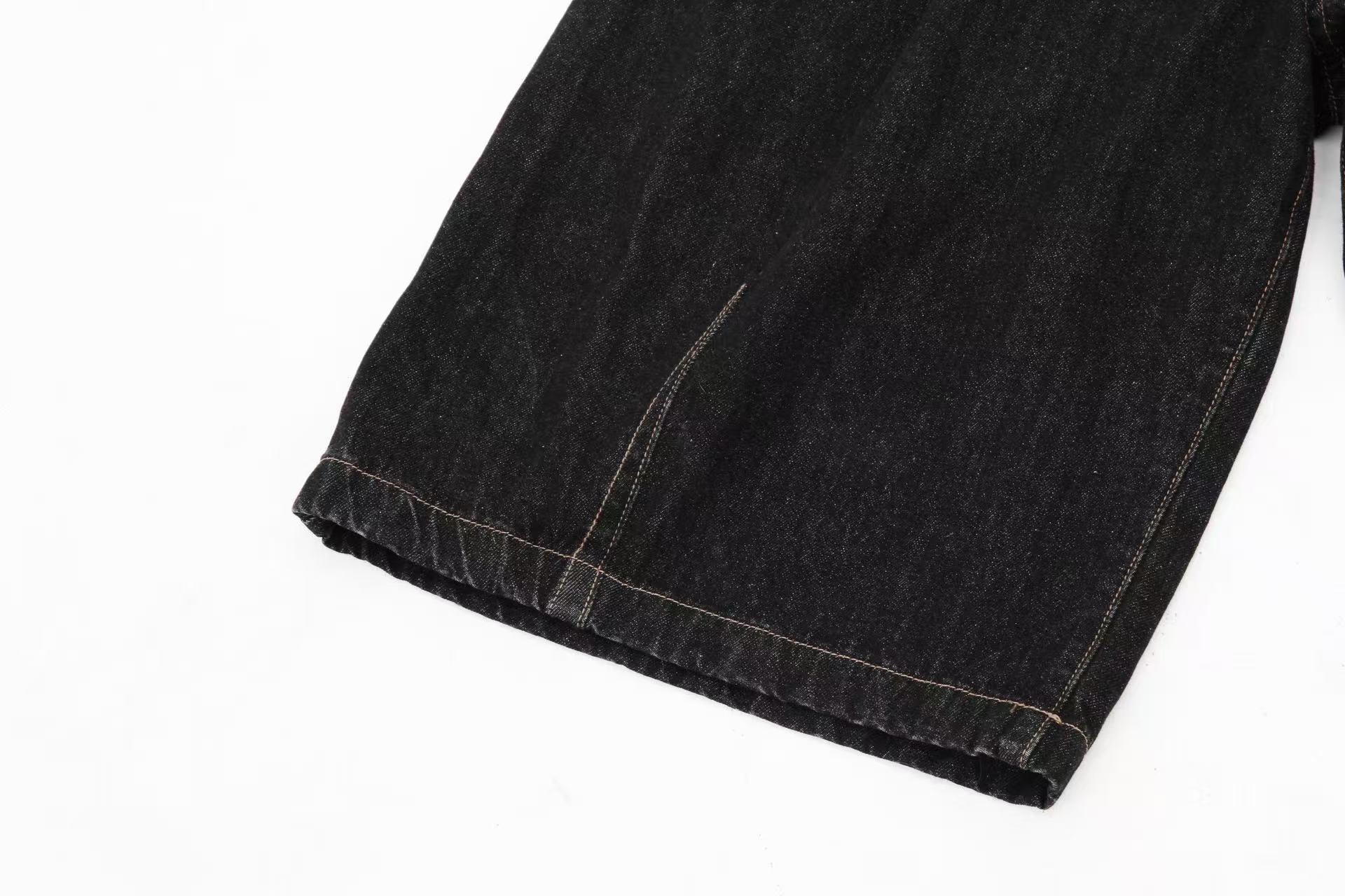 Distressed Denim Knee-Length Shorts