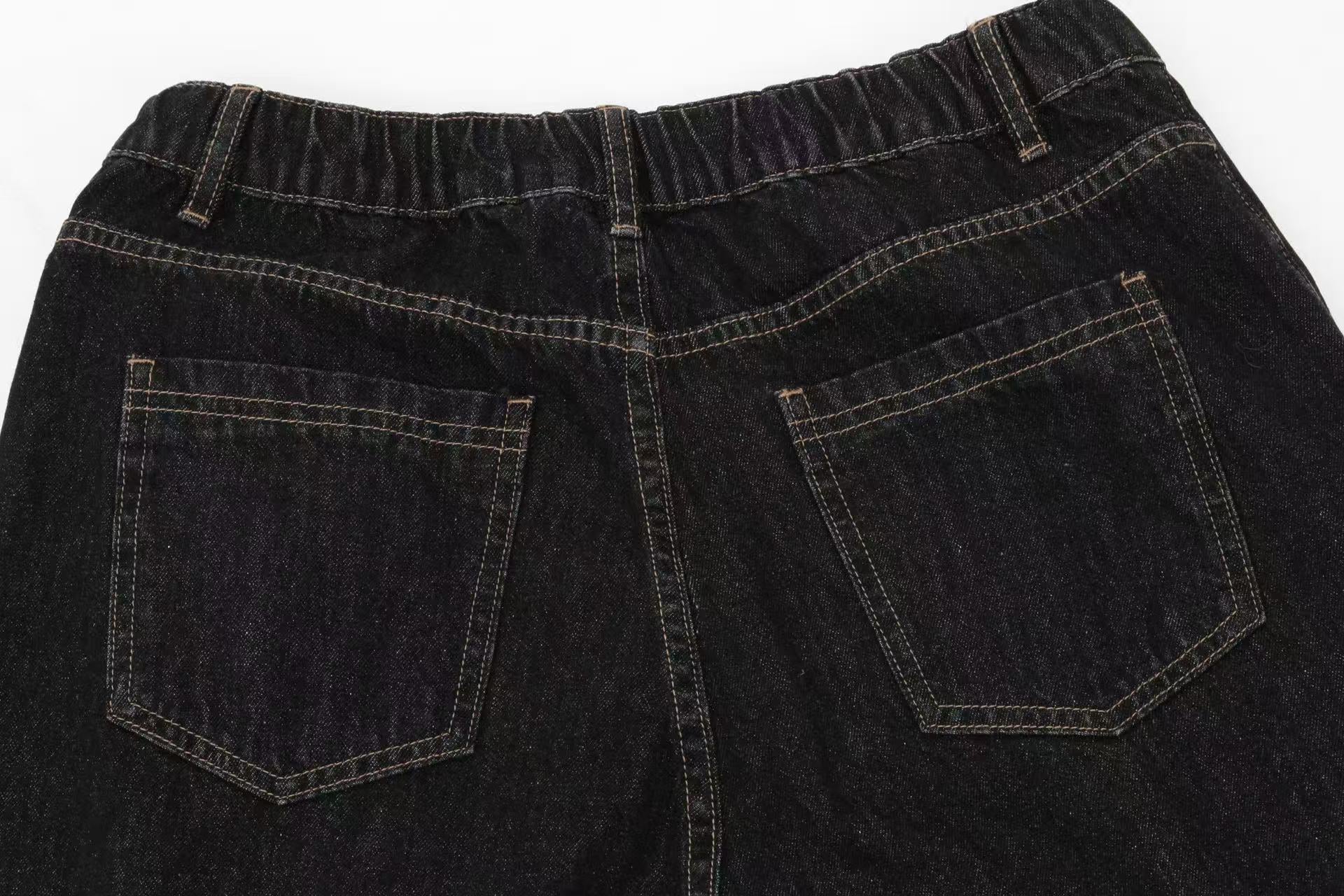 Distressed Denim Knee-Length Shorts