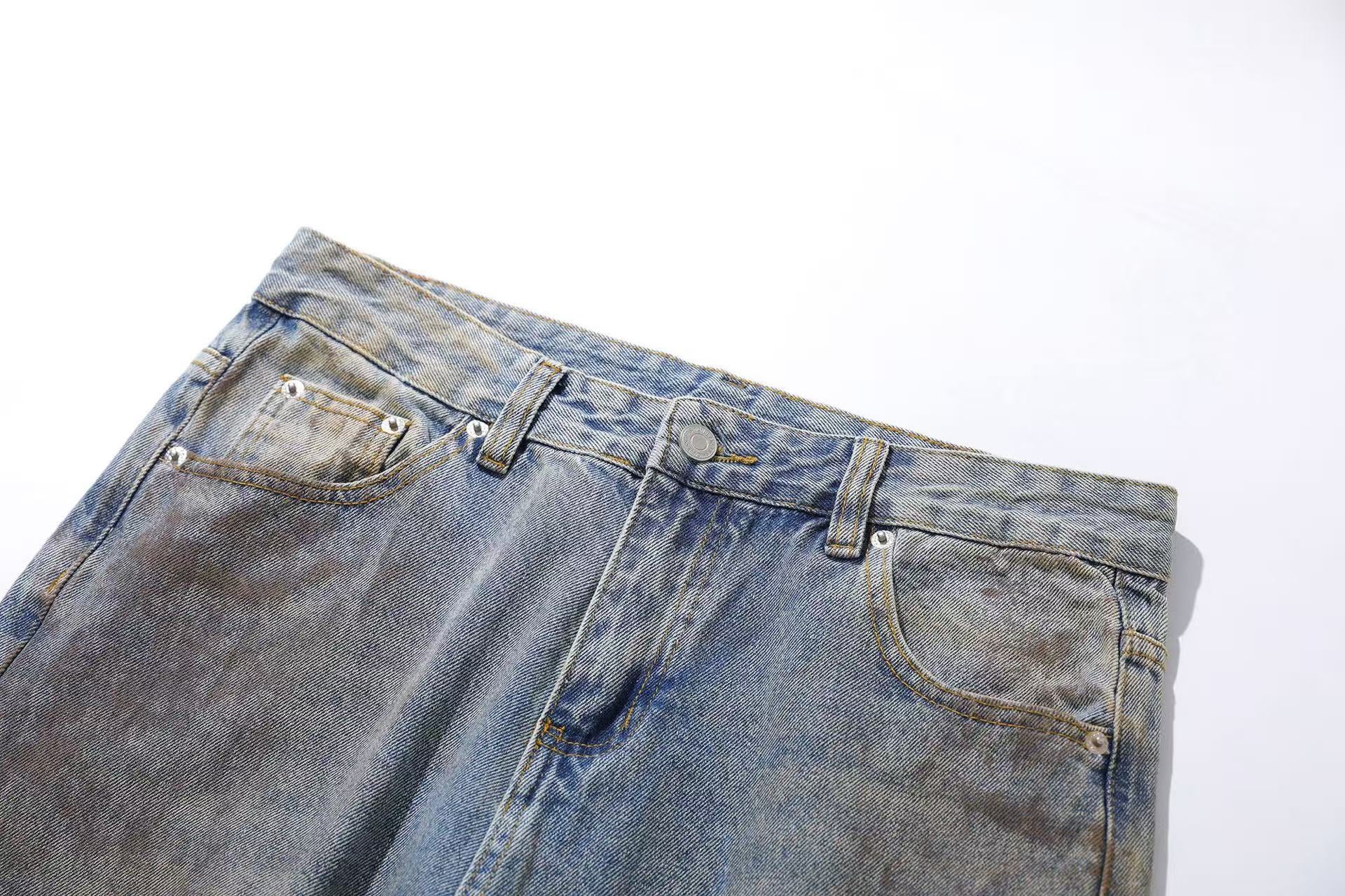 Distressed Straight-Leg Jeans