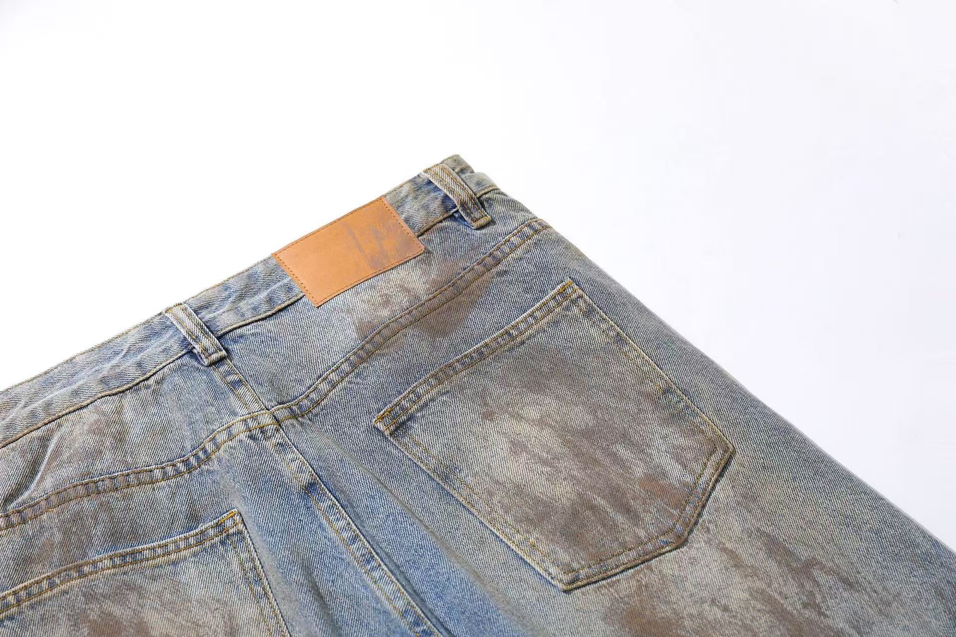 Distressed Straight-Leg Jeans