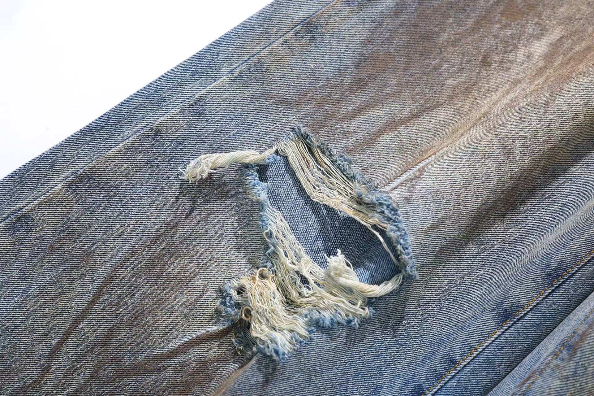 Distressed Straight-Leg Jeans