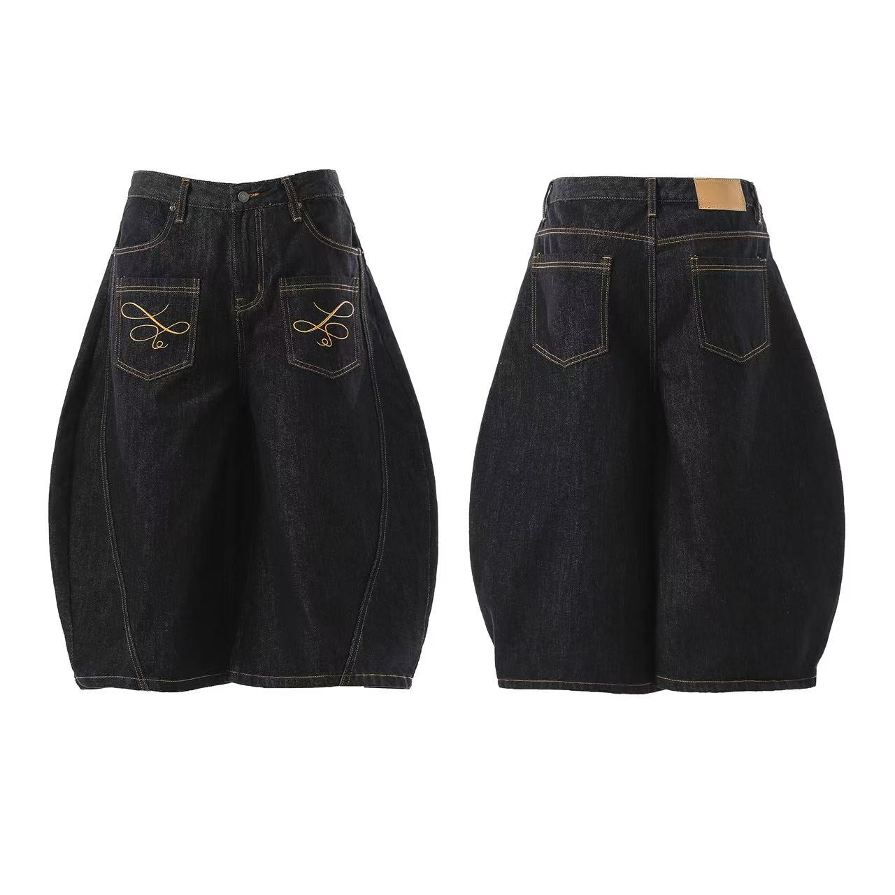 Wide-Leg  Baggy Knee-Length Shorts