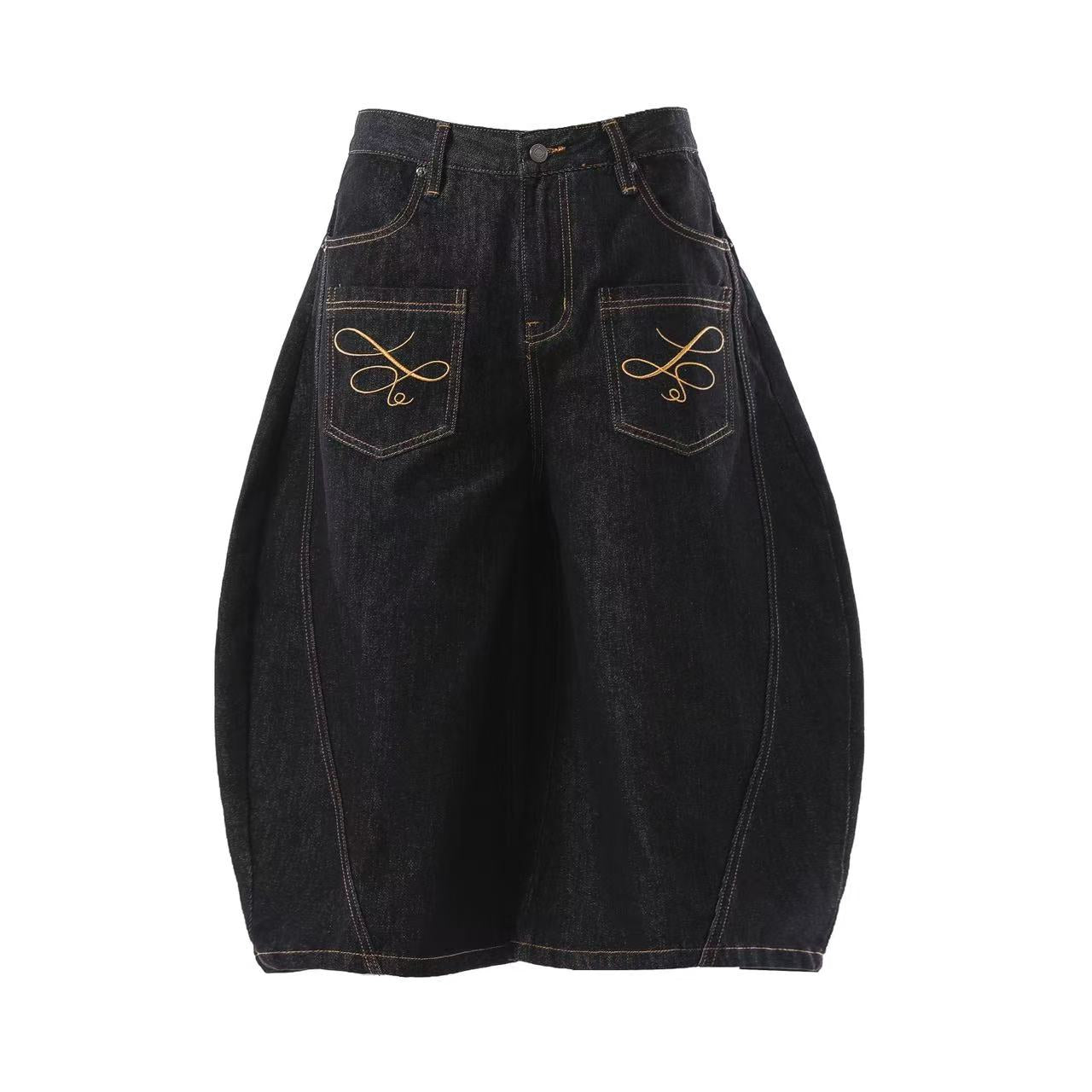 Wide-Leg  Baggy Knee-Length Shorts
