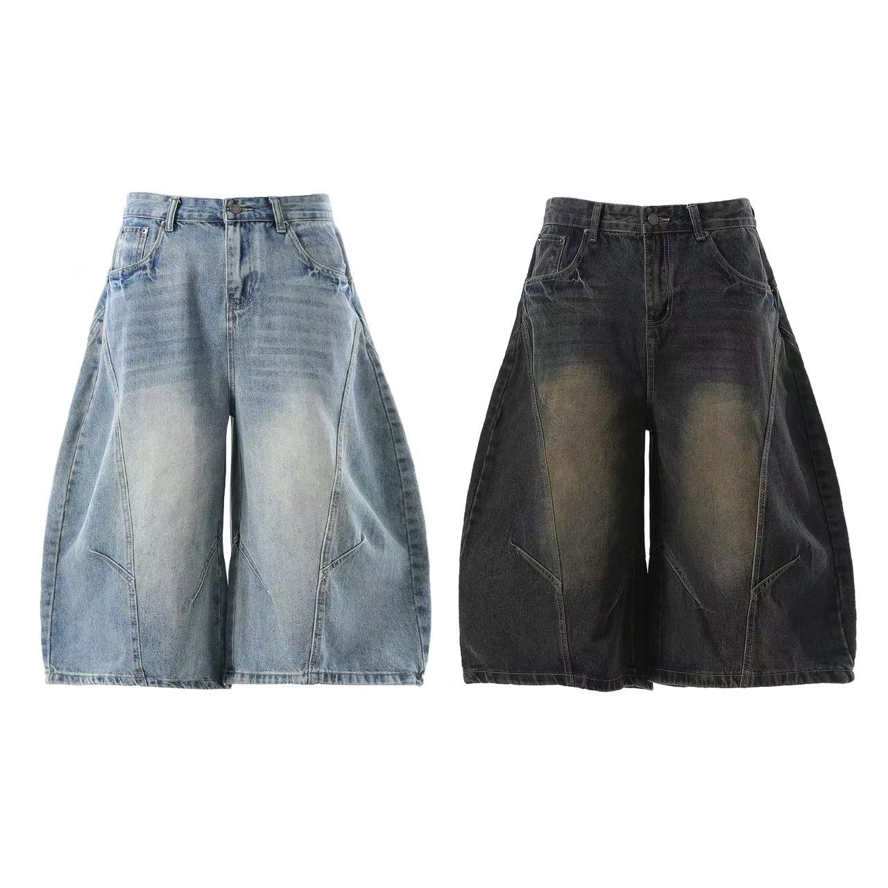 Wide-Leg  Baggy Knee-Length Shorts