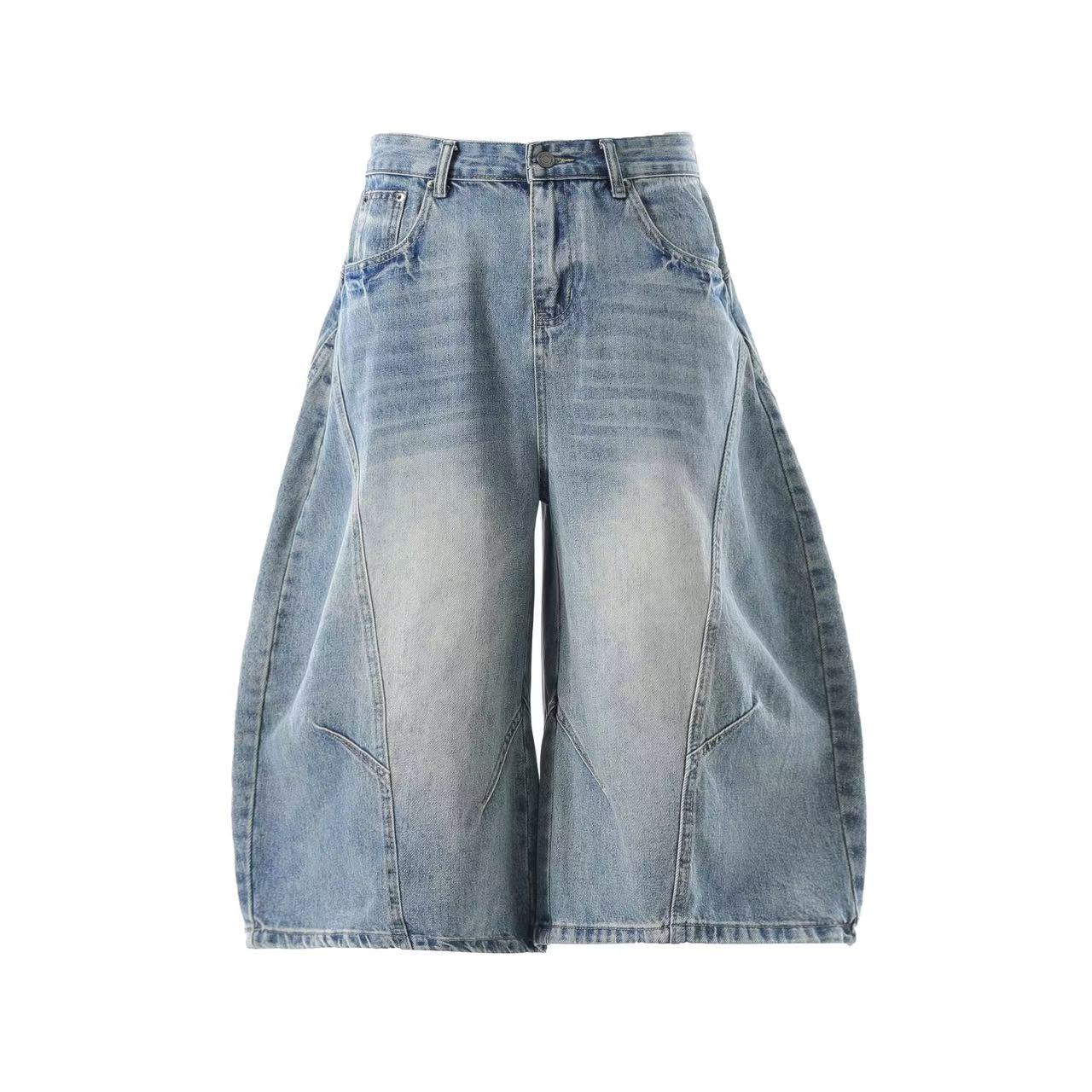 Wide-Leg  Baggy Knee-Length Shorts