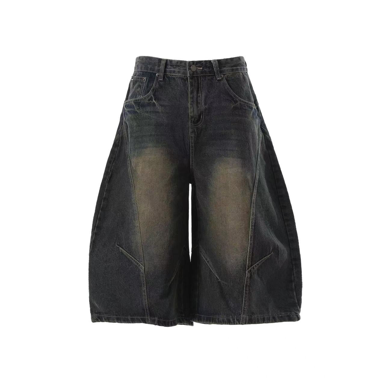 Wide-Leg  Baggy Knee-Length Shorts